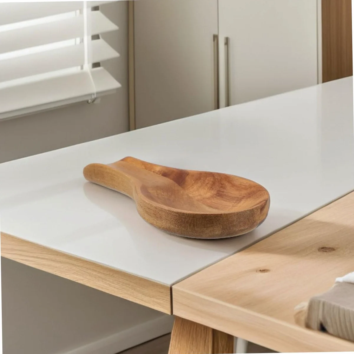 Soporte Organización Diseño de 2piezas Madera Cucharas para Elegante Humedad Resistente en Mesa de Comedor Casa de Utensilios de Cocina
