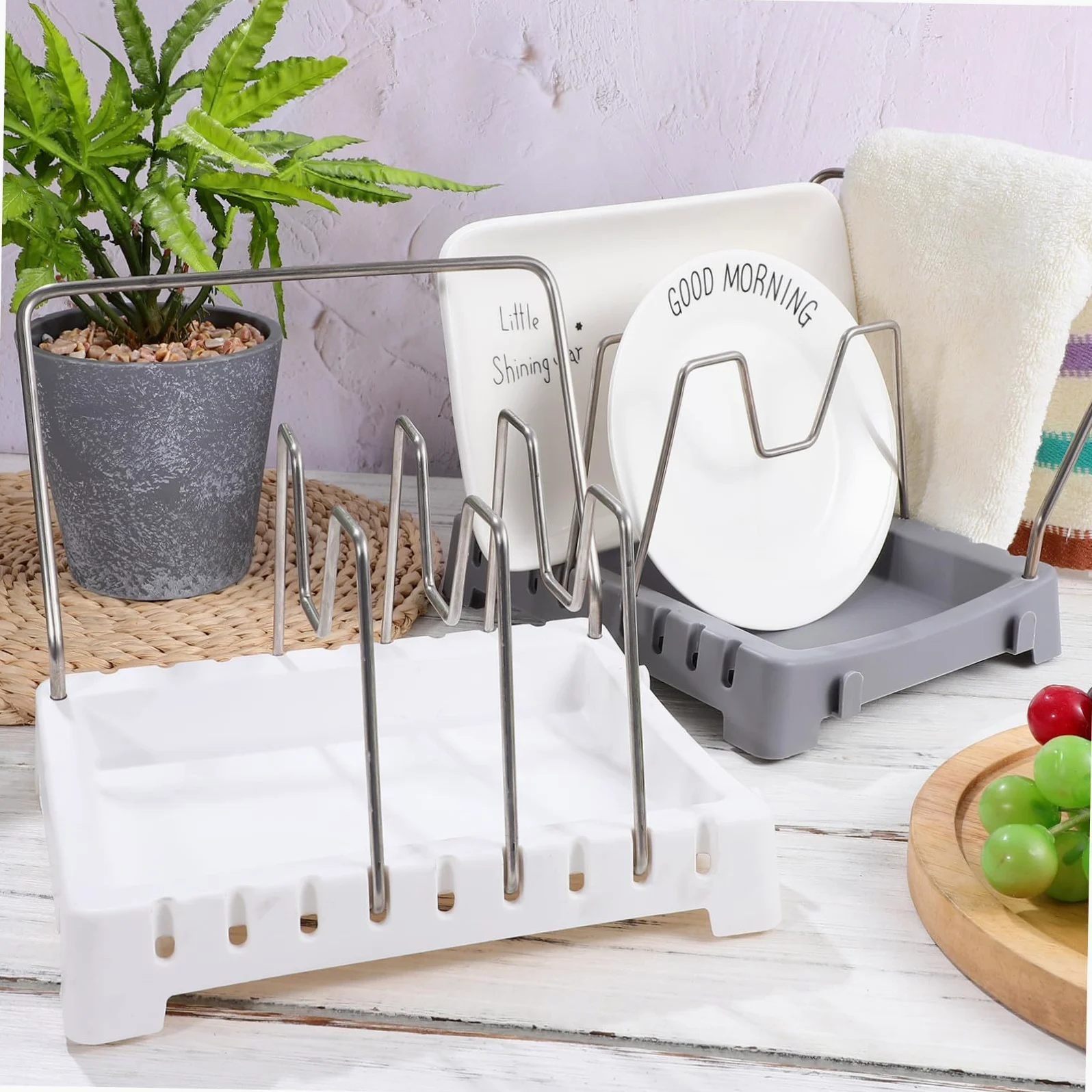 Cabilock 2piezas Rejilla para Tapas de Ollas de Cocina Organizador de Tablas de Cortar Soporte para Tapas de Ollas para Cocina