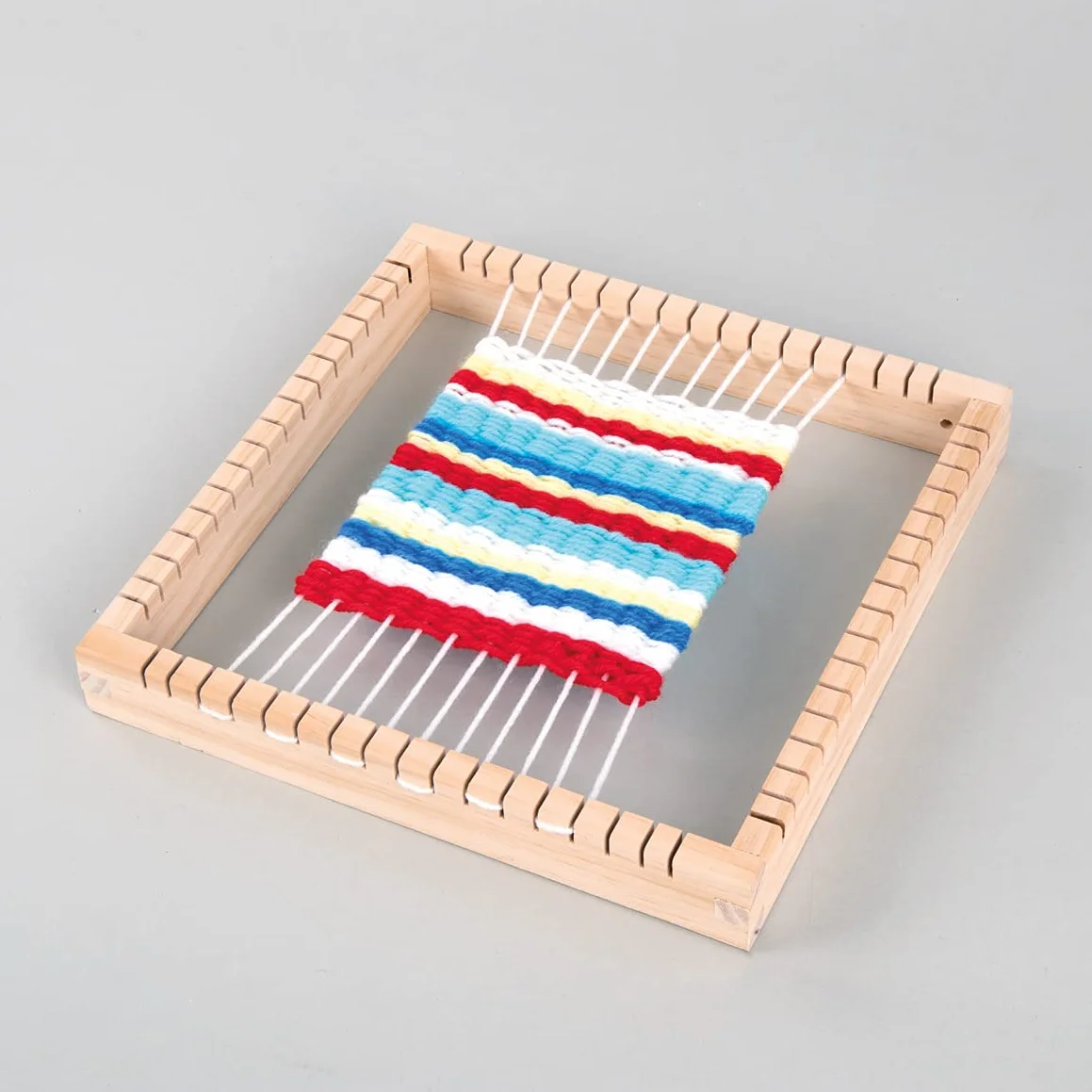 Rayher Telar cuadrado de madera, 23x23 cm, incluye ovillos y accesorios, 72003000