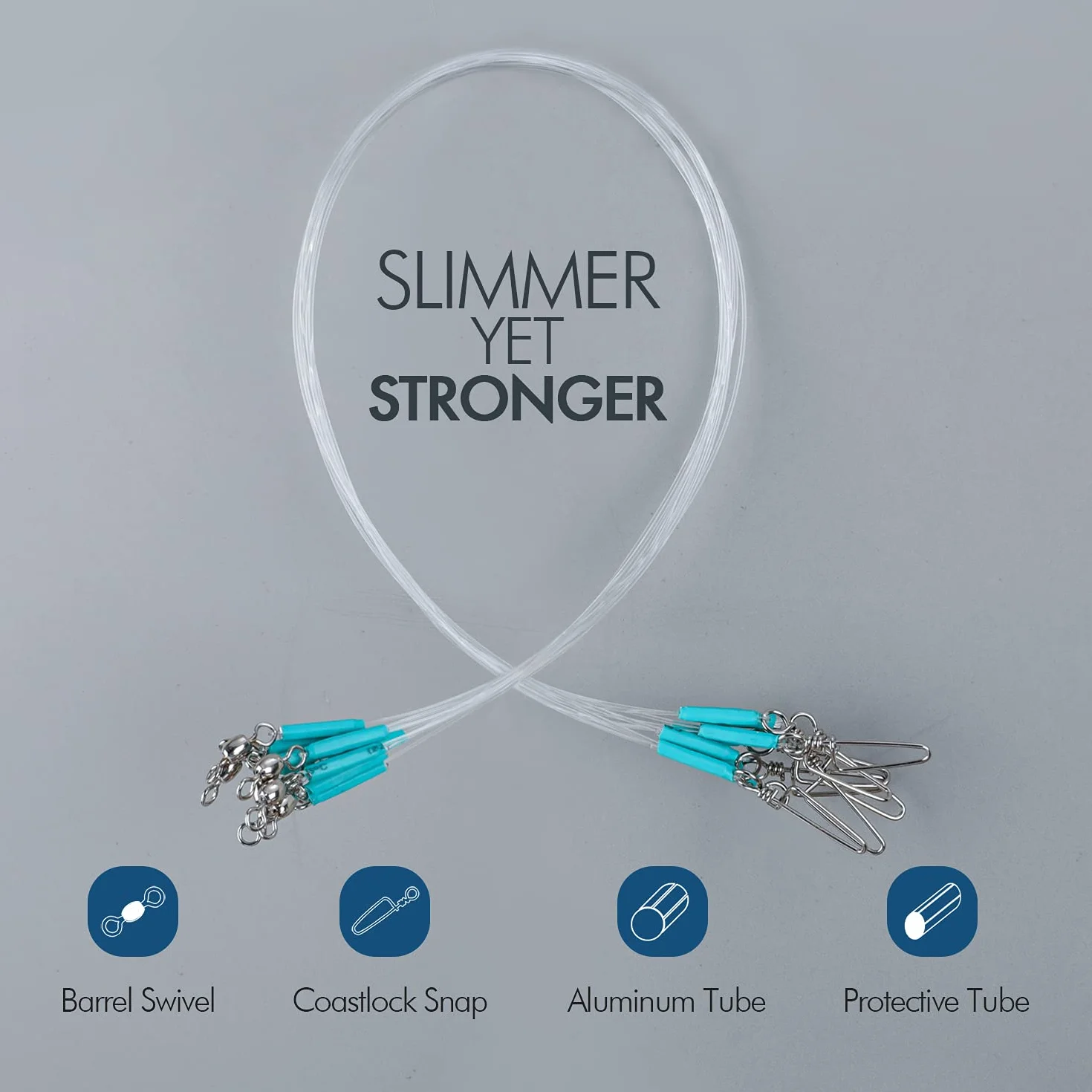Líneas de Líderes de Pesca de Fluorocarbono, 10/20 Unidades, Broches Giratorios para Agua Salada