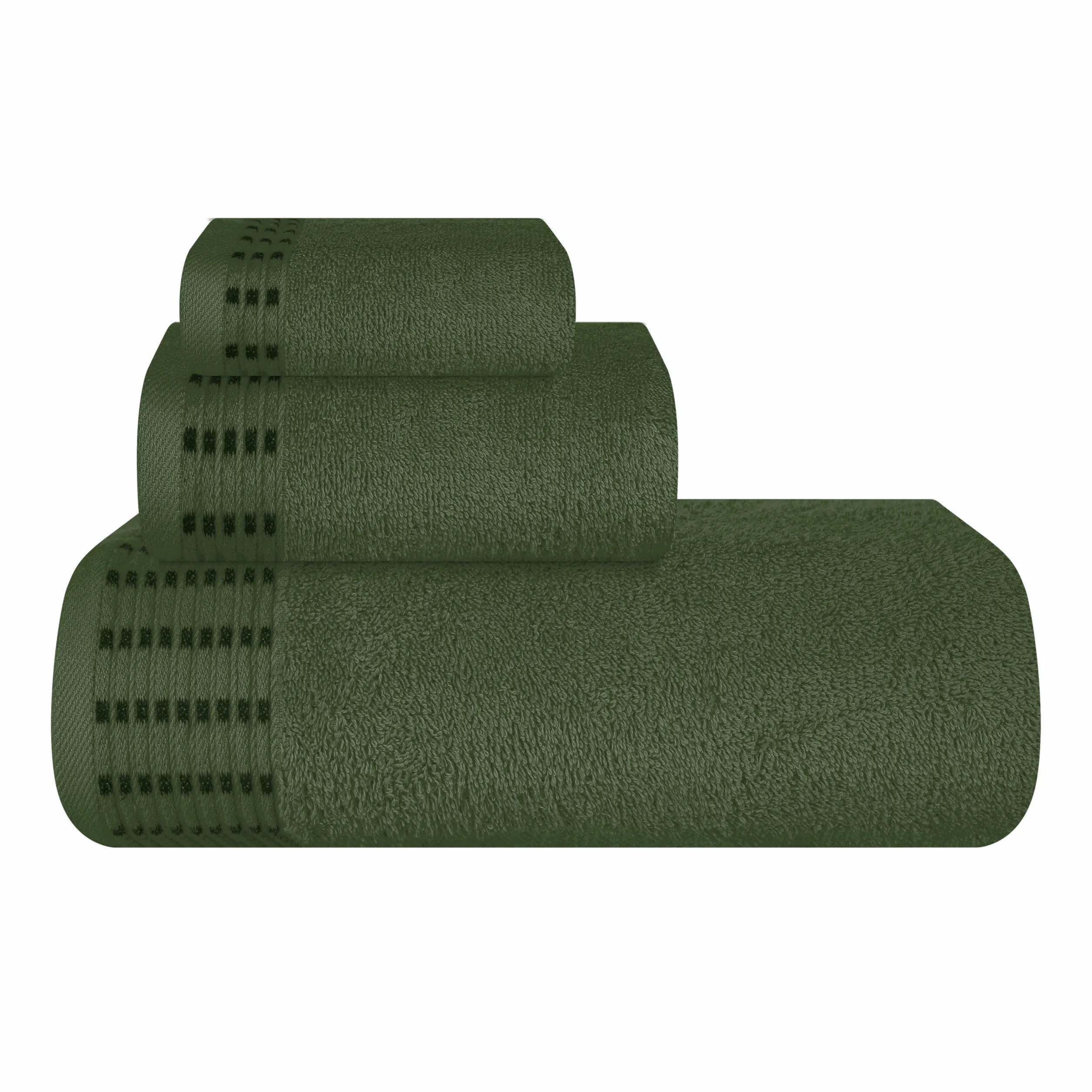 Juego de 3 toallas de algodón ultrasuaves que contiene una toalla de baño extragrande de 70 x 140 cm, una toalla de mano de 40 x 60 cm y una cama de 30 x 30 cm, verde oliva