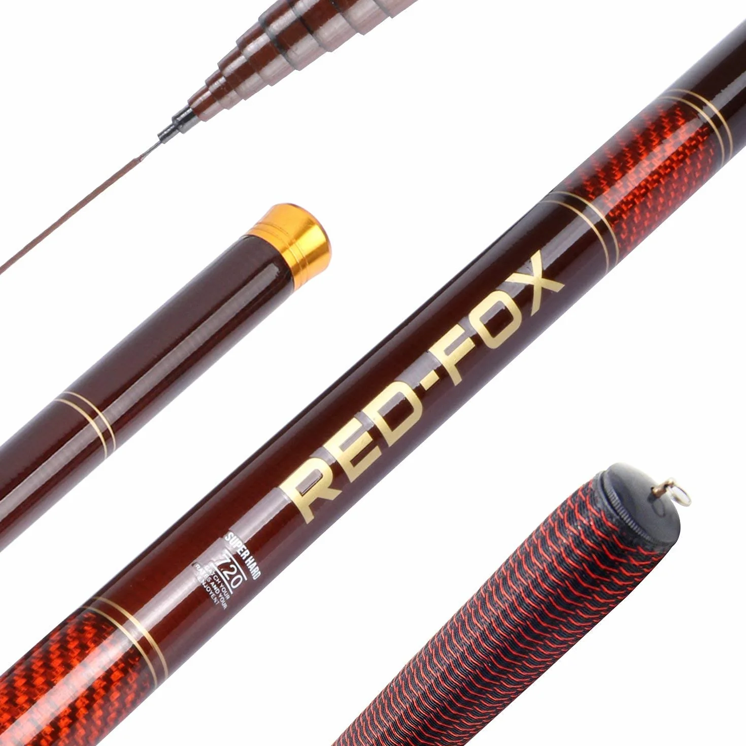 Goture Caña de Pesca con Mosca Telescópica Tenkara Fibra de Carbono Ultra Ligera + 3 Segmentos