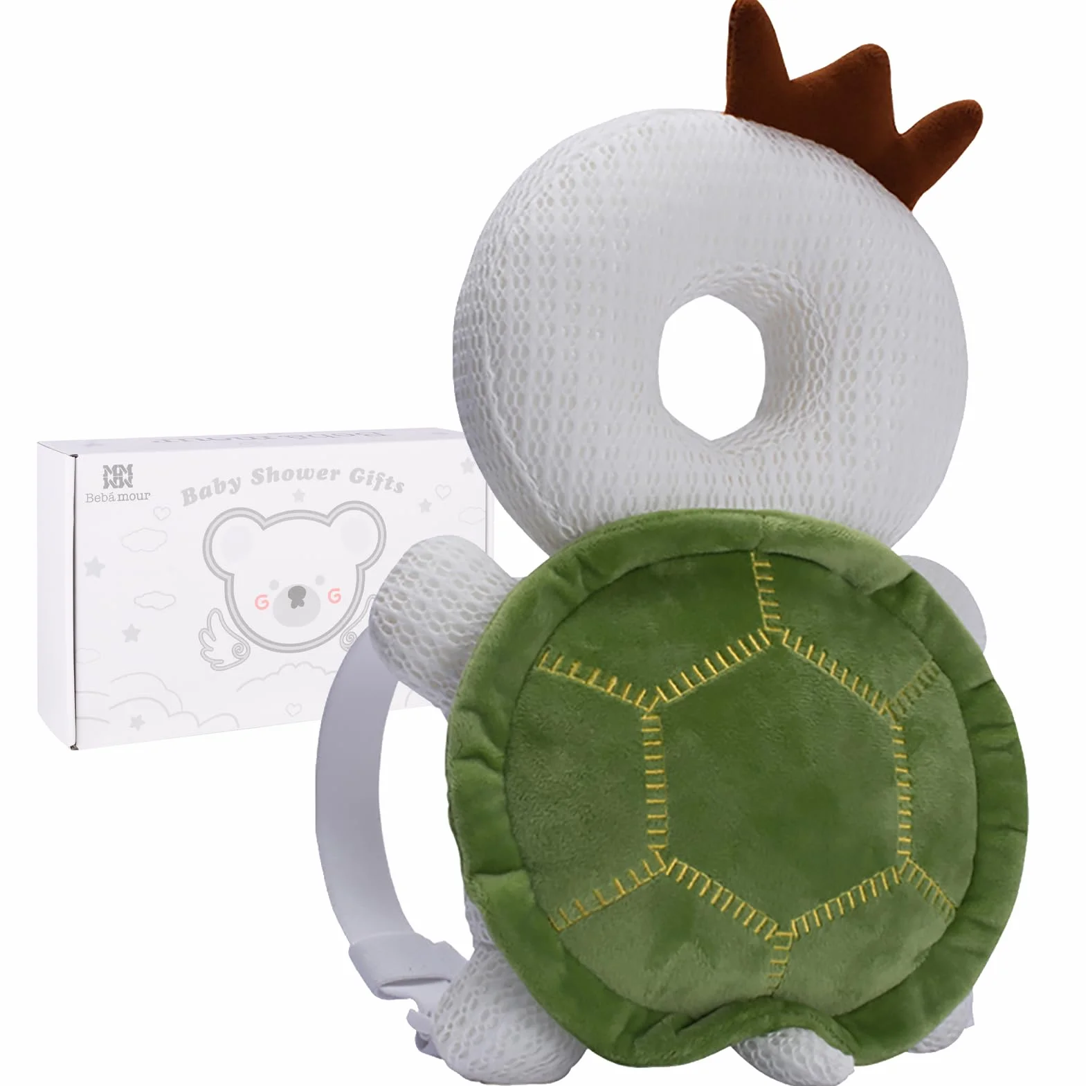 Bebamour Almohada para bebés Suave Transpirable Soporte Cabeza Anticaídas Tortuga