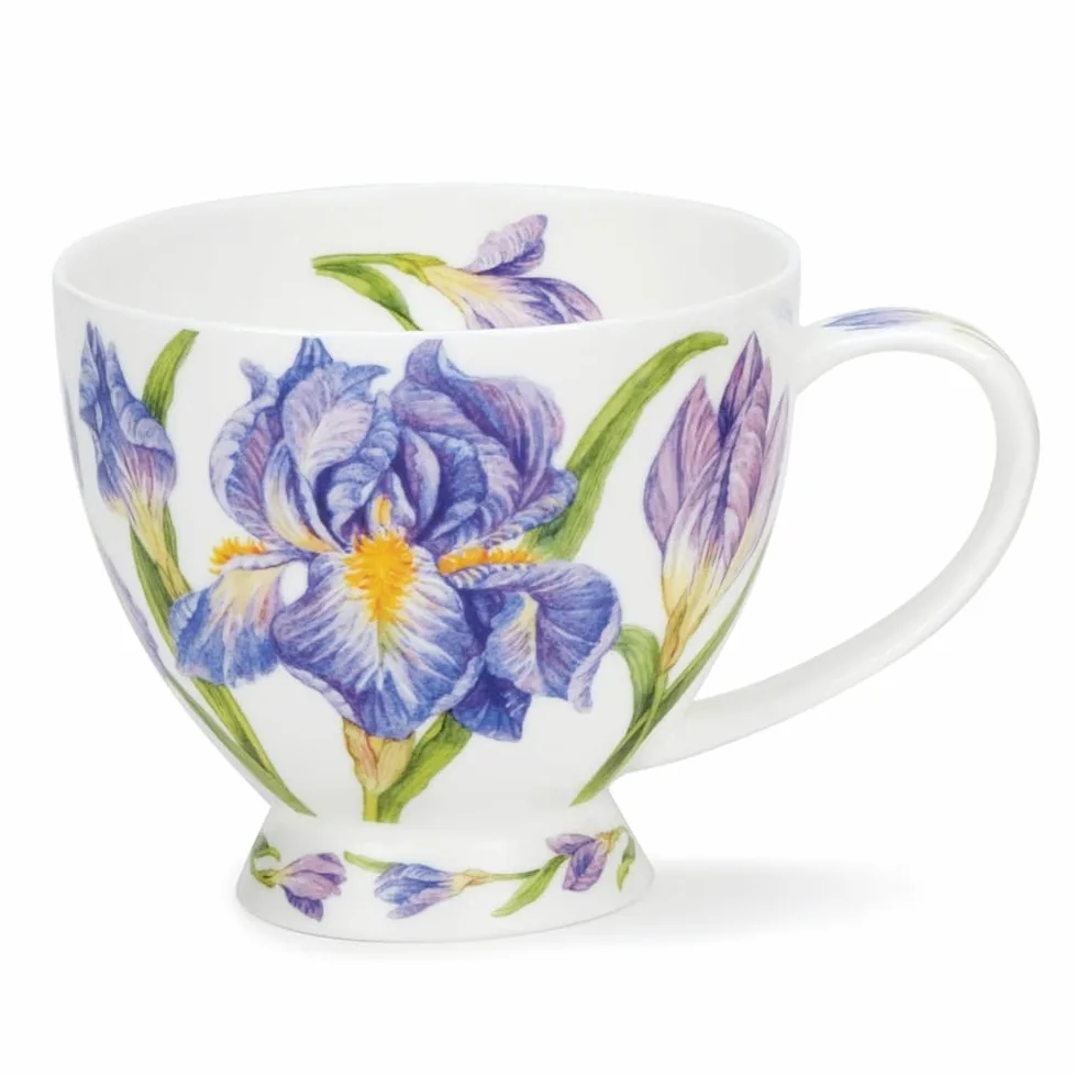 Dunoon Skye - Taza (0,45 L), diseño de Iris, color azul, rosa, morado
