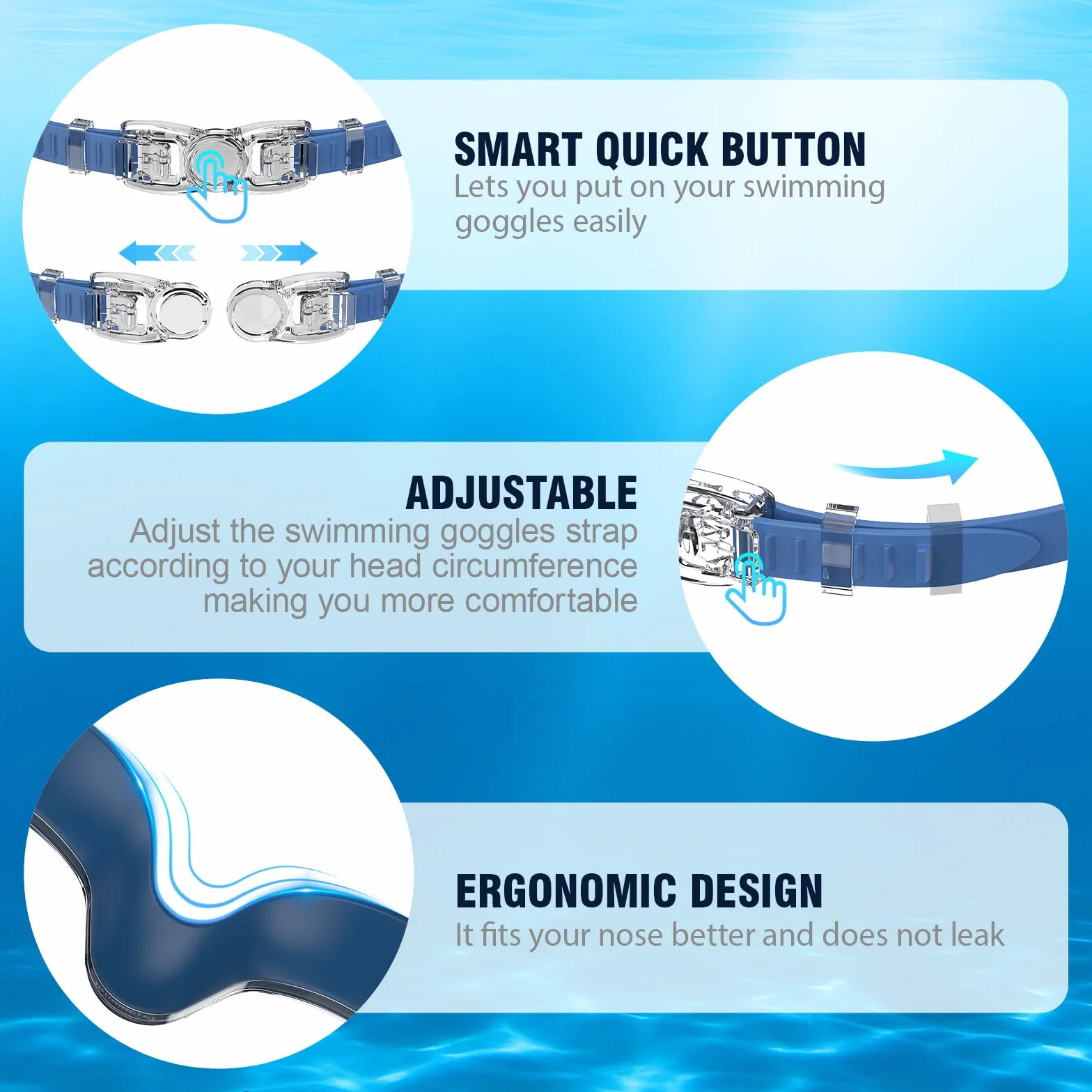 Gafas Natacion Hombre Adultos Montura Grande Antivaho Proteccion UV Lentes HD Unisex Buceo Deportes Acuaticos