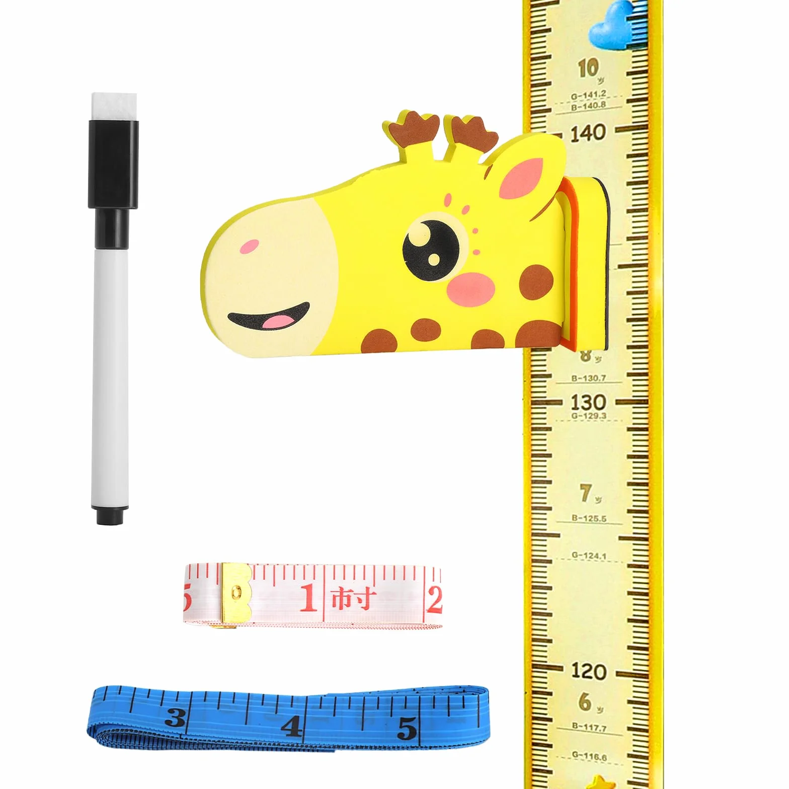 Medidor de crecimiento infantil 3D jirafa magnético 65-180 cm
