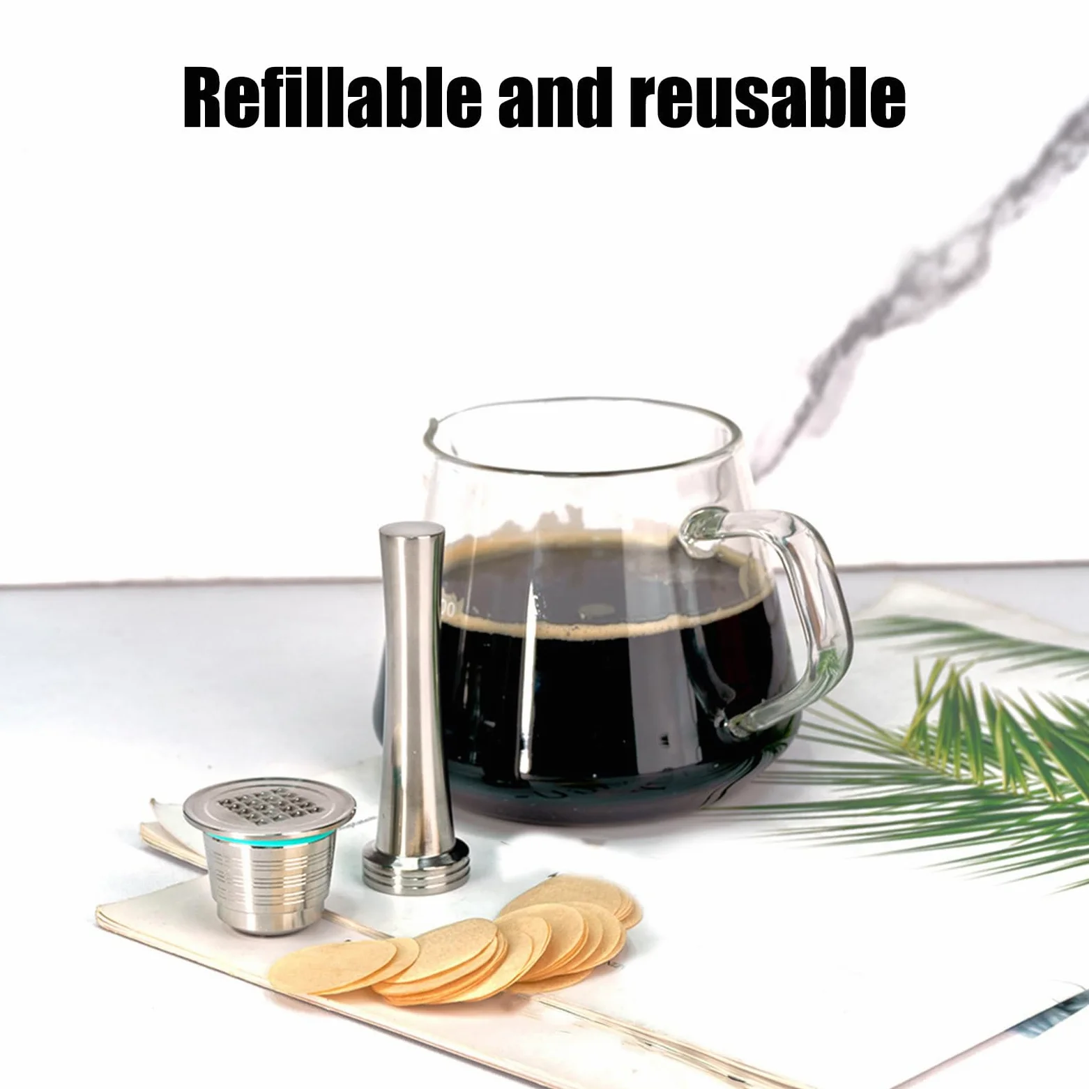 Juego de accesorios para espresso: cuchara de acero inoxidable, papel de filtro, cepillo para el hogar y viajes, juego de accesorios de café