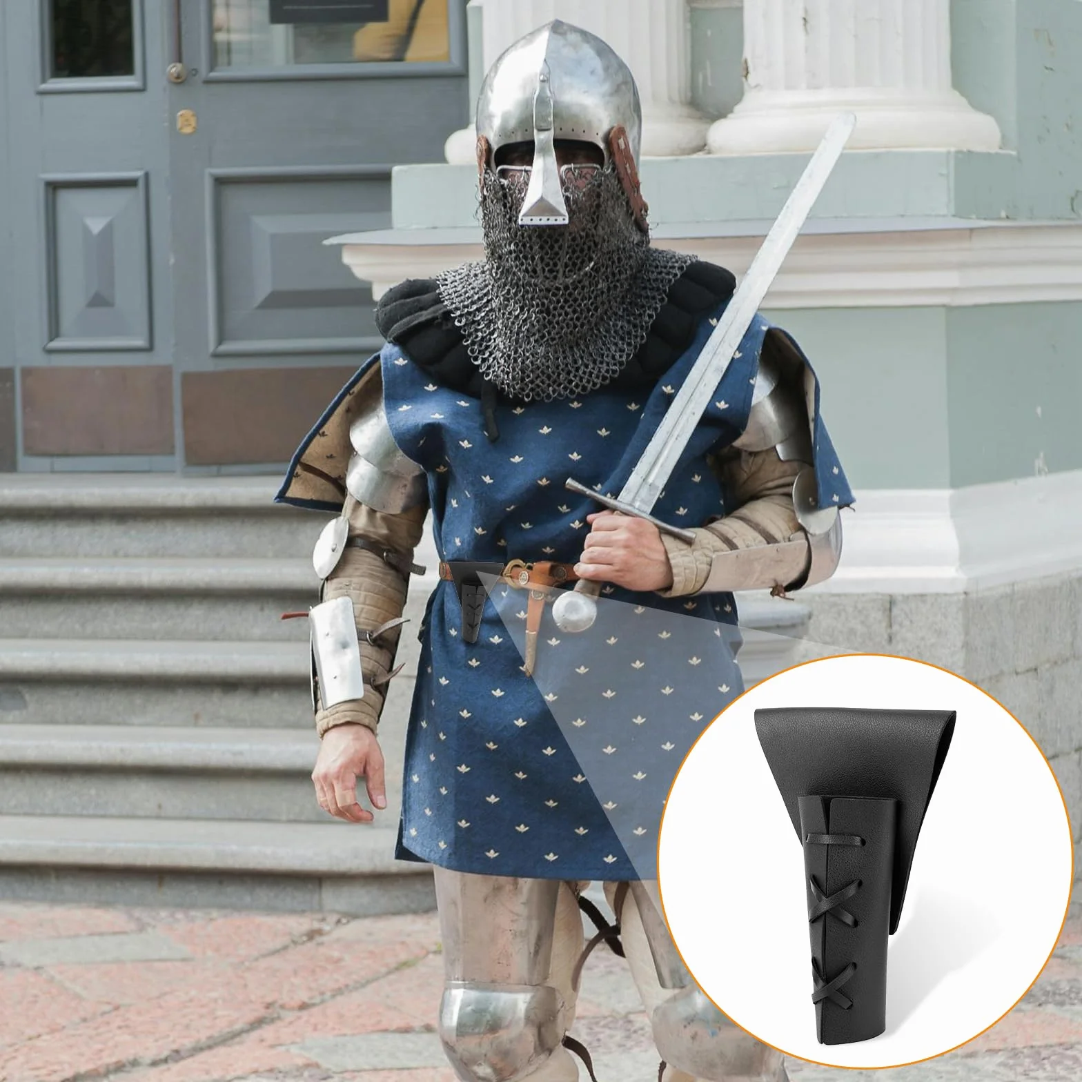 Funda para Espada Medieval Ajustable con Soporte para Daga - Accesorios Cosplay y Disfraz