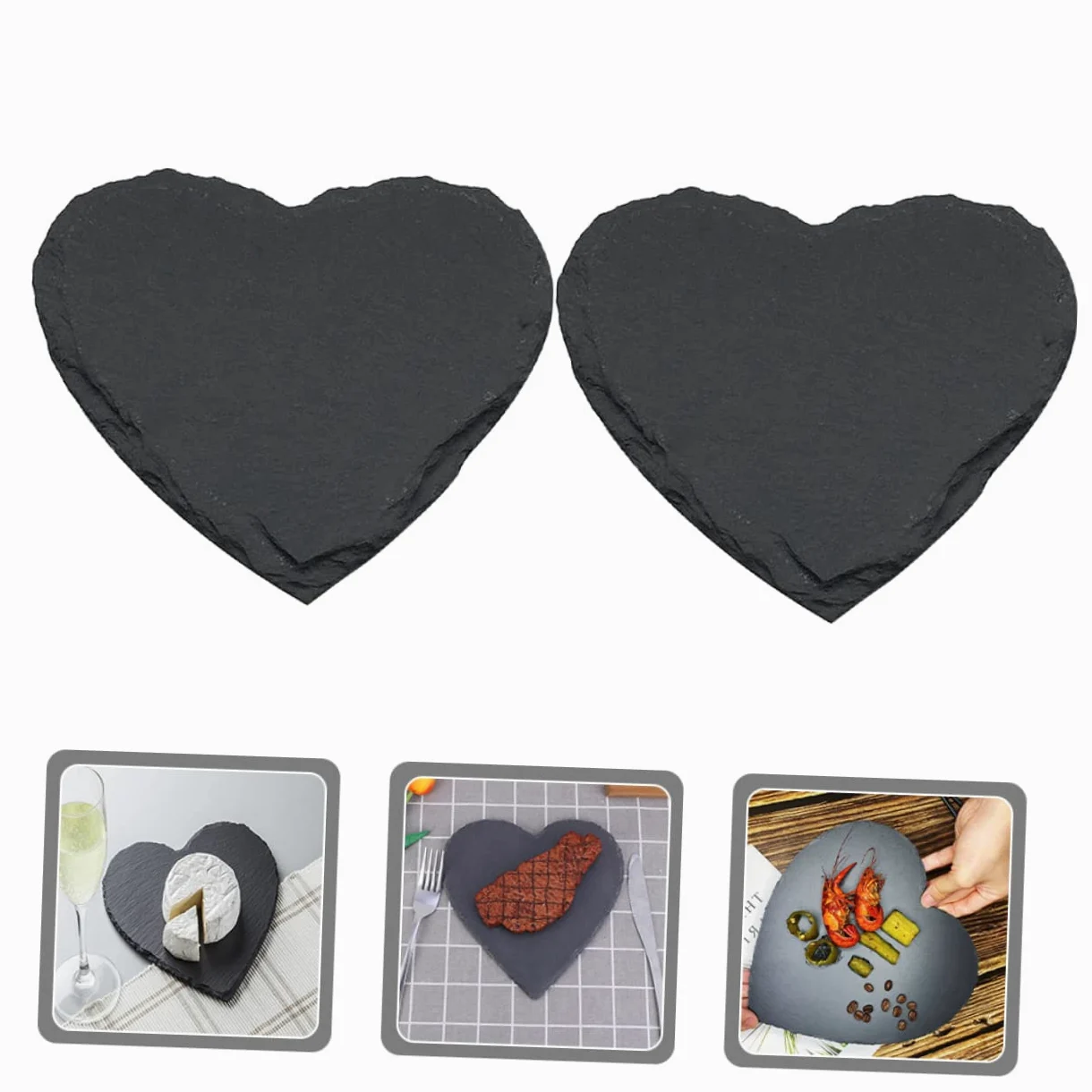 SECFOU 2piezas Platos De Pizarra Unid Plato Para Postres Bandeja Para Pasta Para Servir Comida