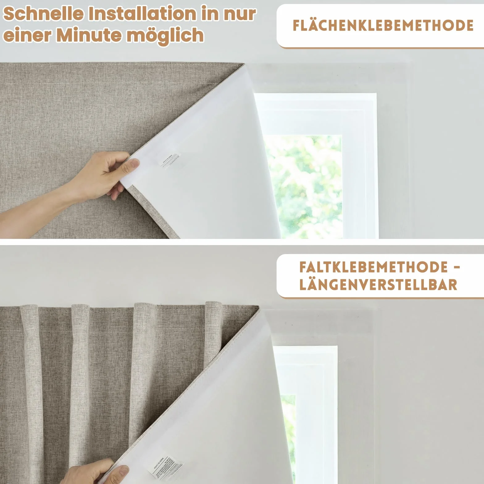 Jilron Cortina opaca para puerta, 100% opaca, sin agujeros, para interior, dormitorio, salón, protección solar, ventana, interior, protección térmica (café claro, 182 x 64 cm), 1 unidad