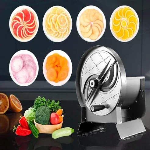 Cortador comercial de verduras de acero inoxidable, 0-12 mm de grosor ajustable, máquina cortadora de alimentos para patatas, pepinos, limones, tomates