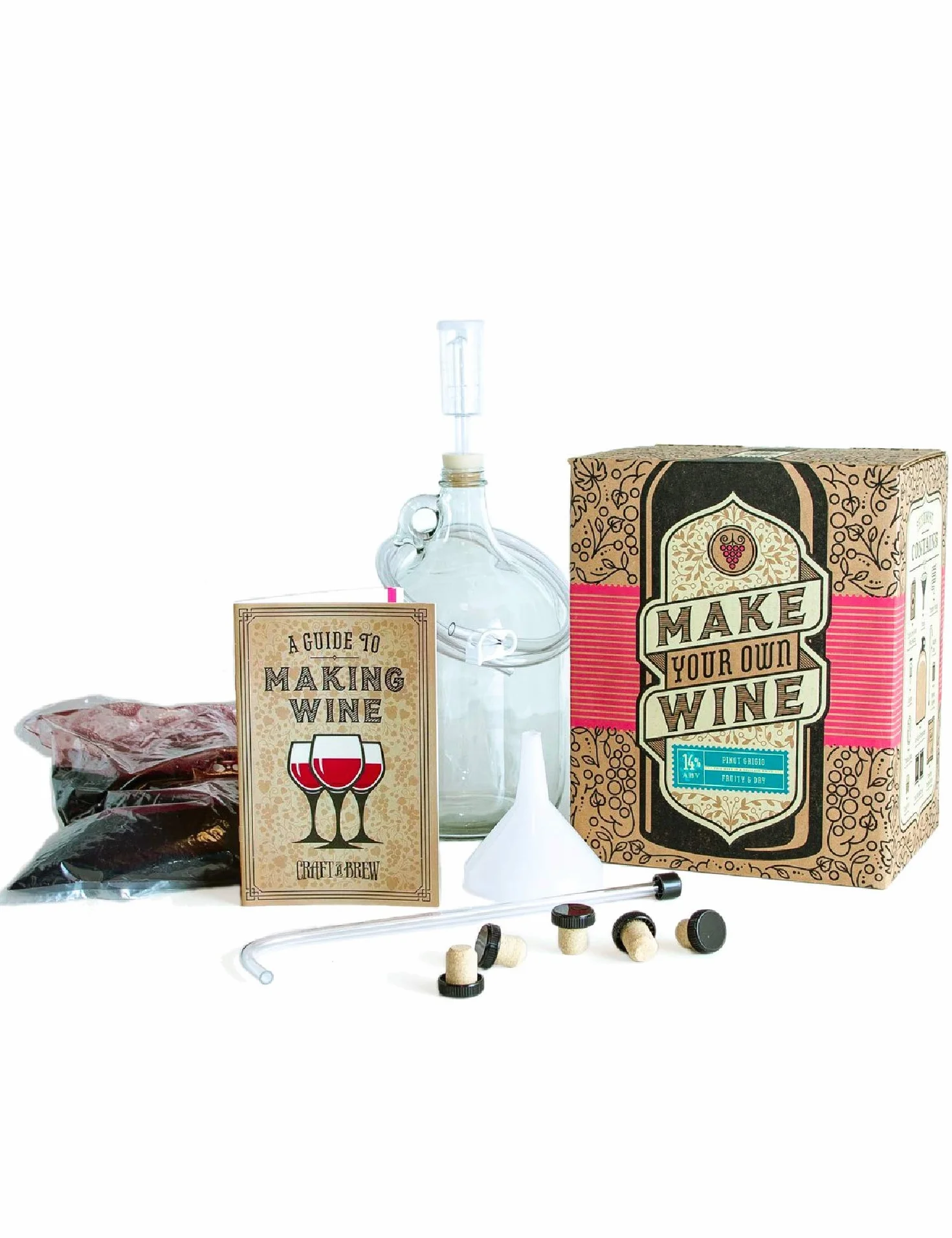 Craft A Brew Elaboración de un kit casero para principiantes con preparación fácil con ingredientes y suministros La mejor experiencia en elaboración de vino, 1 galón, Pinot Grigio