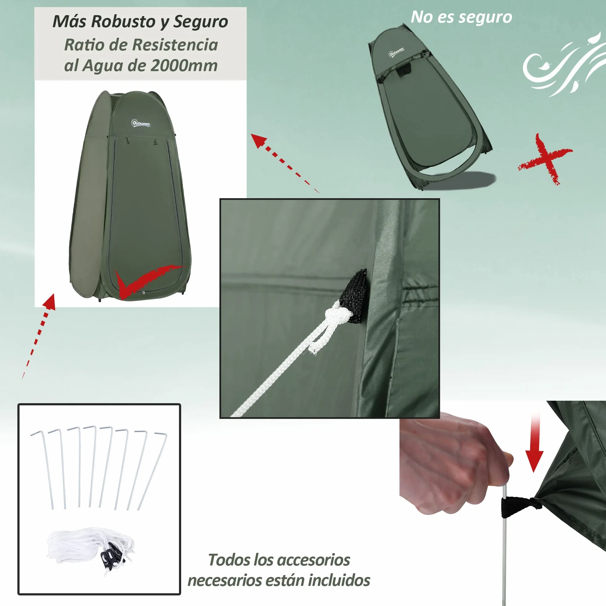 Outsunny Tienda de Campaña Instantánea Impermeable 100x100x185cm