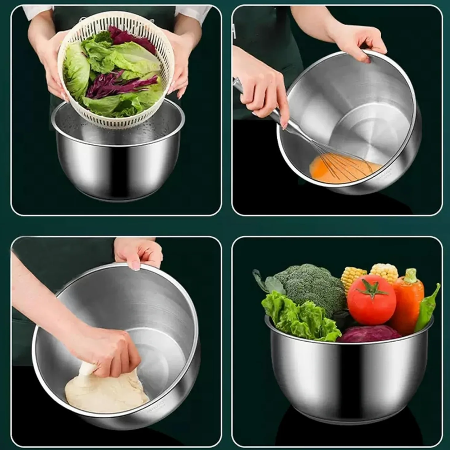 Lavadora de verduras de acero inoxidable y centrifugador de ensalada con base antideslizante y giro manual para cocinas domésticas y comerciales