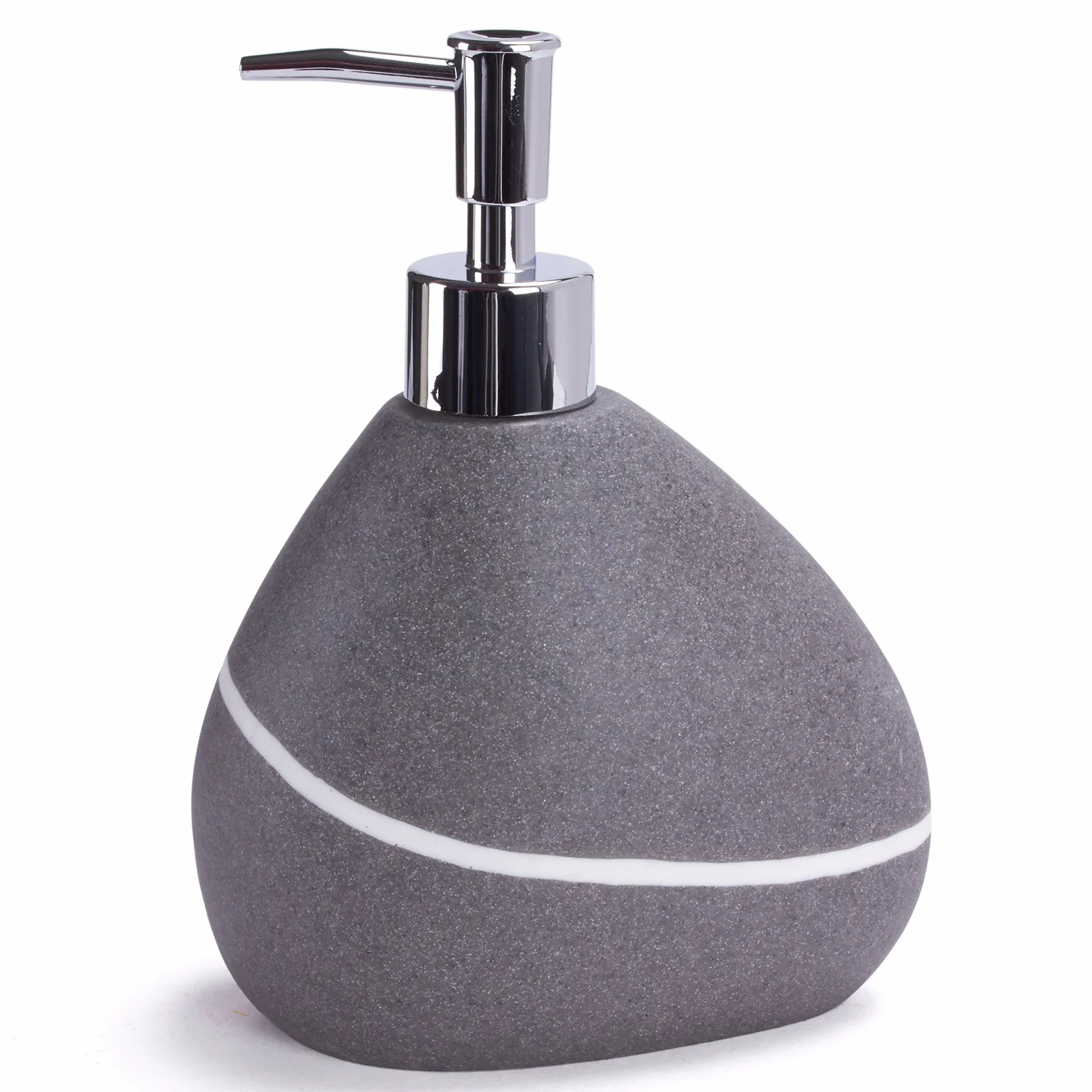 MSV Set de 3 Accesorios de baño de poliresina, dispensador de jabón, jabonera, Vaso para cepillos de Dientes, Gris Piedra Zen