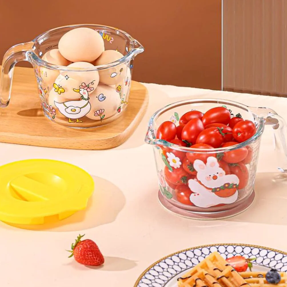 XMING Taza medidora de vidrio con escala y asa for taza de leche doméstica, taza de leche de soja for desayuno en microondas (Color : B)