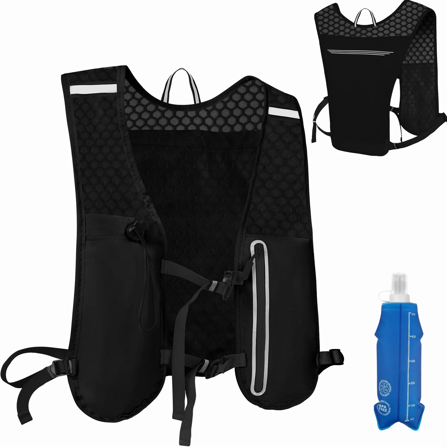 Chaleco Running,Multifunción Mochilas de Hidratación,Mochila Hidratación Ligero con Reflectante y Correas Pecho Ajustables,Chaleco Running Mujer Hombre para Correr Trail Marathoner
