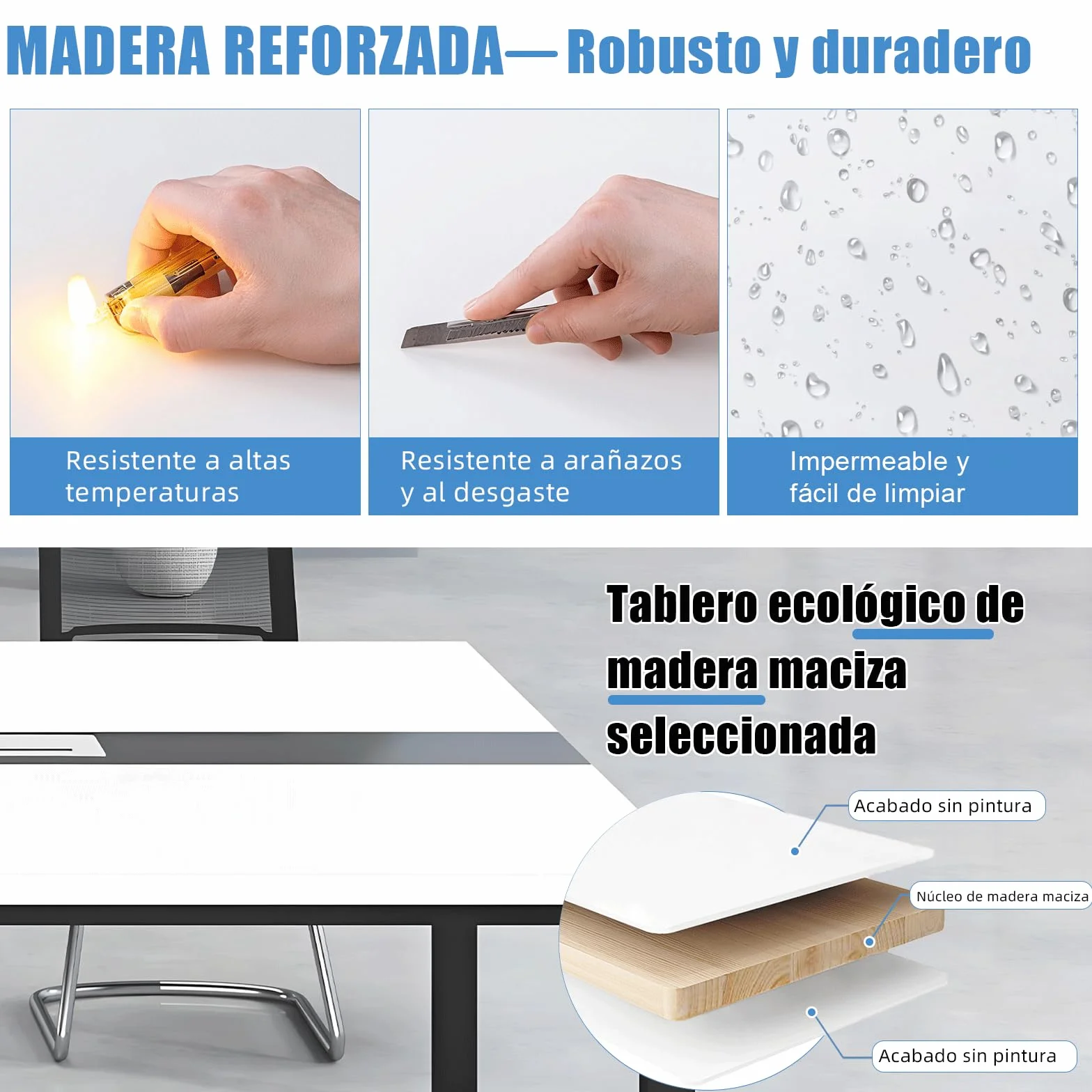Mesa de Conferencias Grande con Módulo de Almacenamiento — Mesa de Reuniones Moderna 8–12 Personas, Estructura Metálica Negra, Ideal para Oficinas, Salas de Reuniones y Seminarios