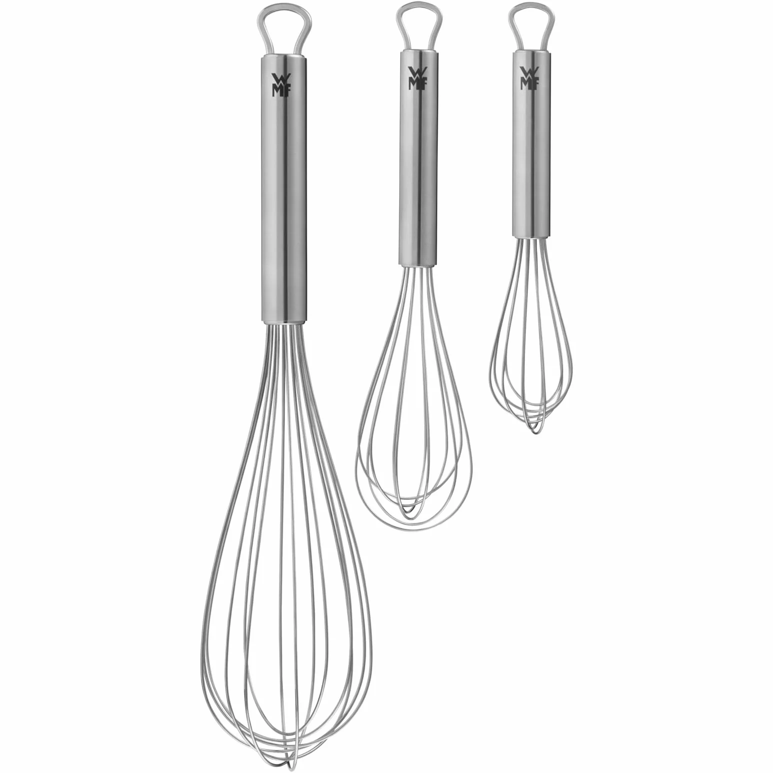 WMF Profi Plus - Juego 3 Batidores de Varillas 15/20 / 30 cm, Acero Inoxidable Cromargan Pulido, Set de 3
