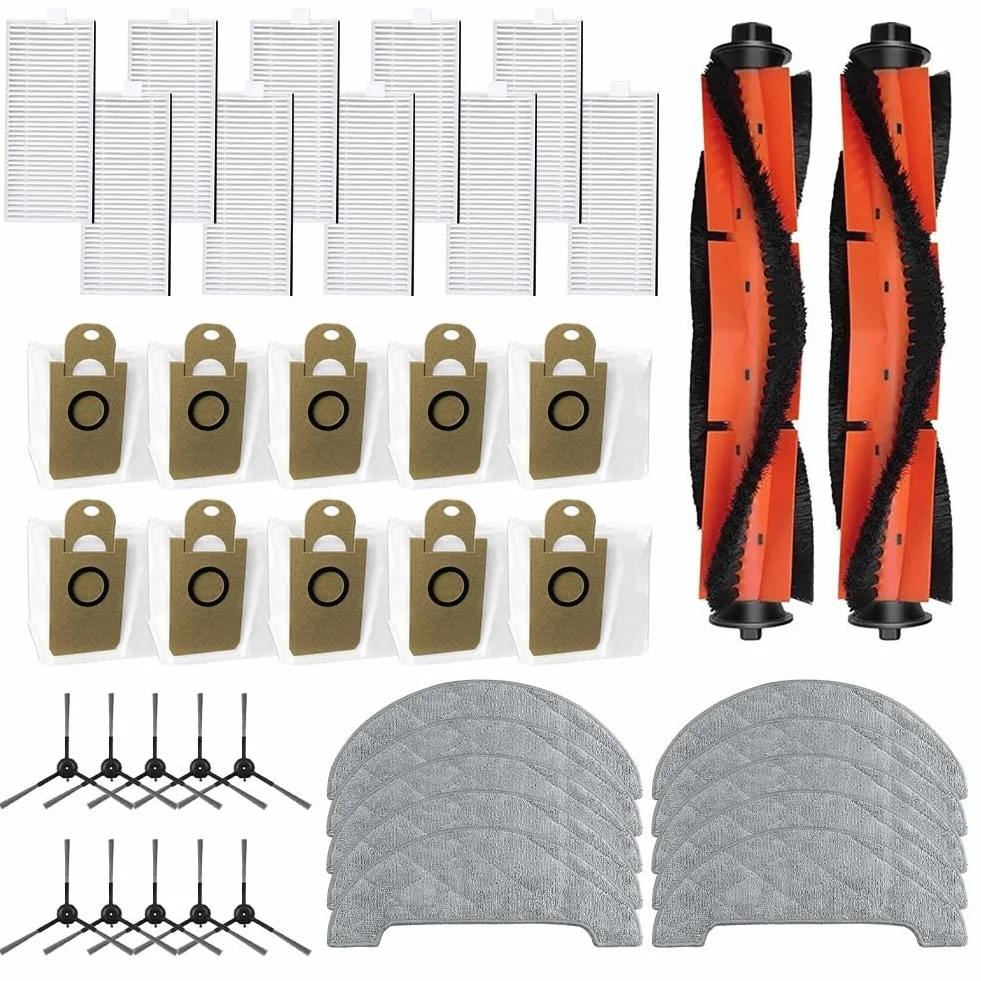 Kit de piezas de repuesto para aspiradora compatible con RV1 Pro y RV1 Pro Max, incluye filtro de cepillo lateral principal, bolsa de polvo y cepillo de rodillo para limpieza profunda