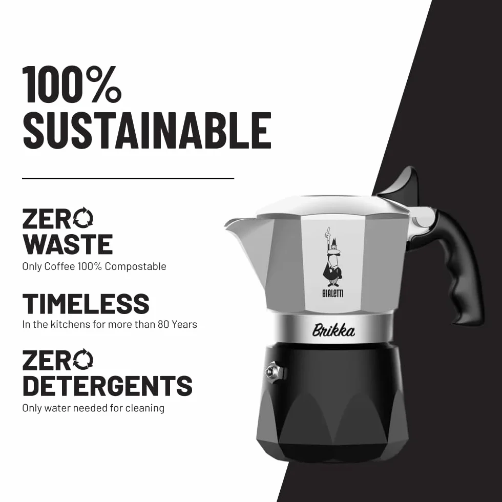 Bialetti New Brikka 2023, Moka pot, la única cafetera capaz de hacer un espresso cremoso, 2 tazas, Aluminio