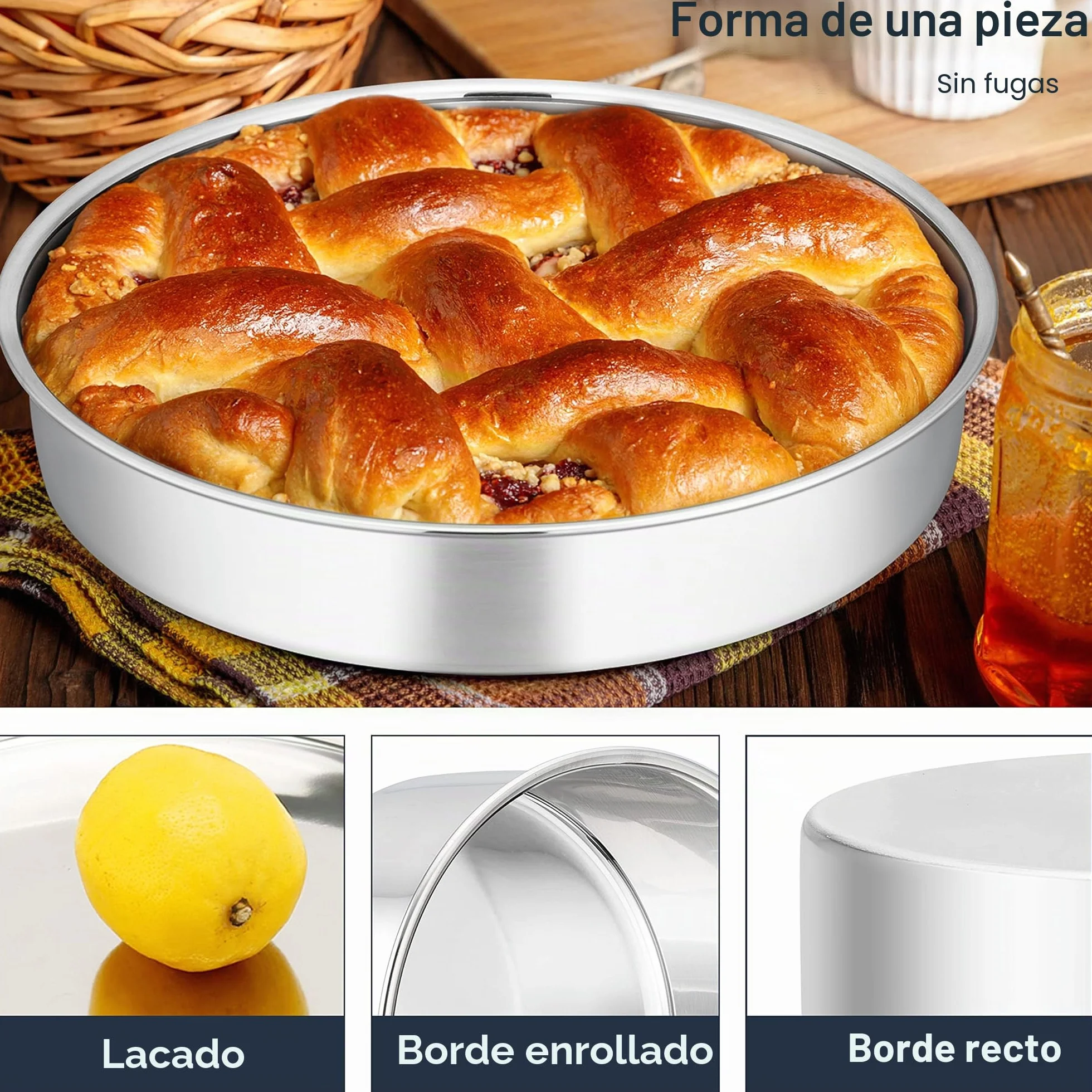 Joyfair 2 moldes redondos para tartas de acero inoxidable, saludables y no tóxicos, fáciles de limpiar y aptos para lavavajillas, 25 cm