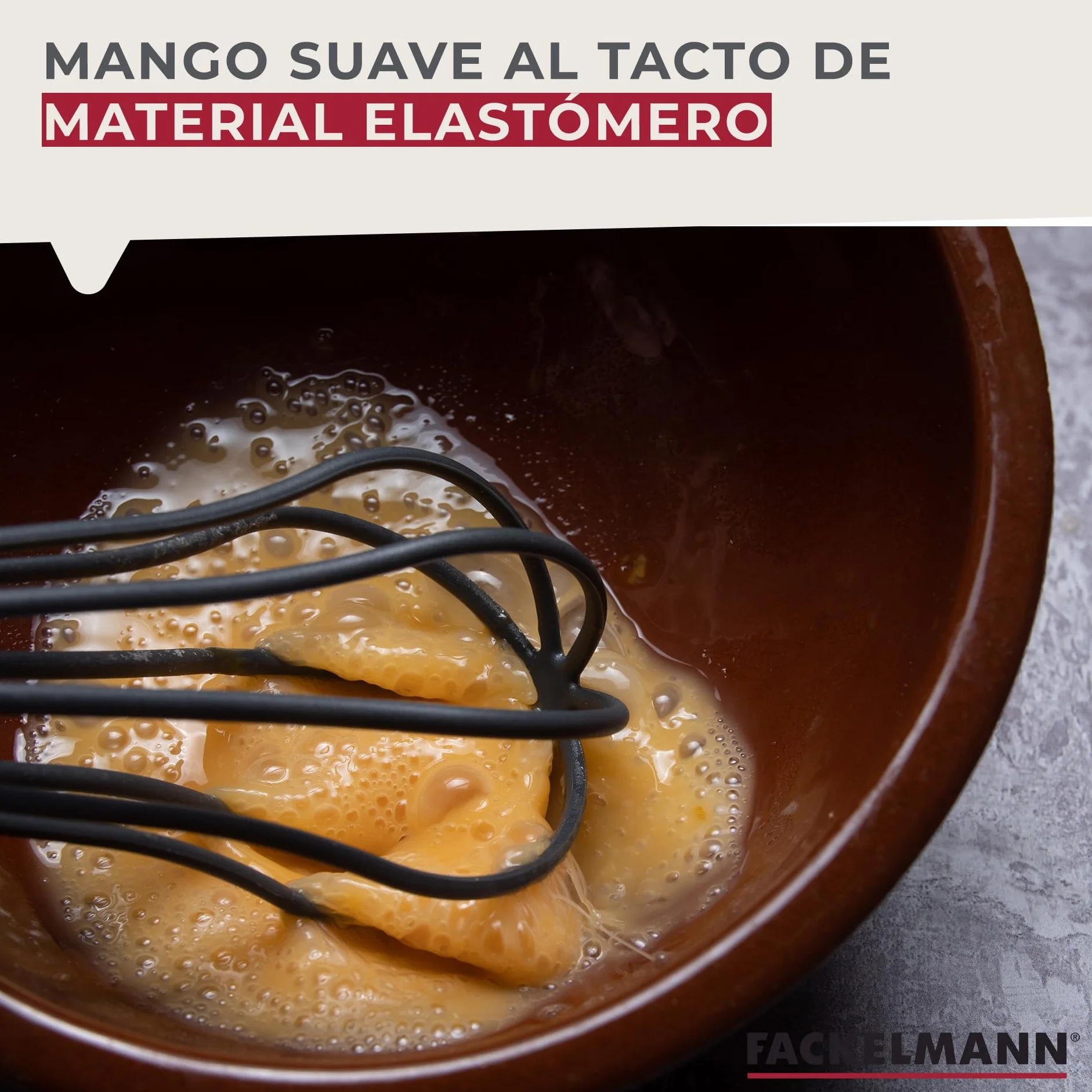 Fackelmann Soft Batidor Manual de Varillas, Nylon resistente hasta 220ºC y Mango Suave y Antideslizante de Polipropileno, Diseño Ergonómico, 29x7cm, 1 ud.