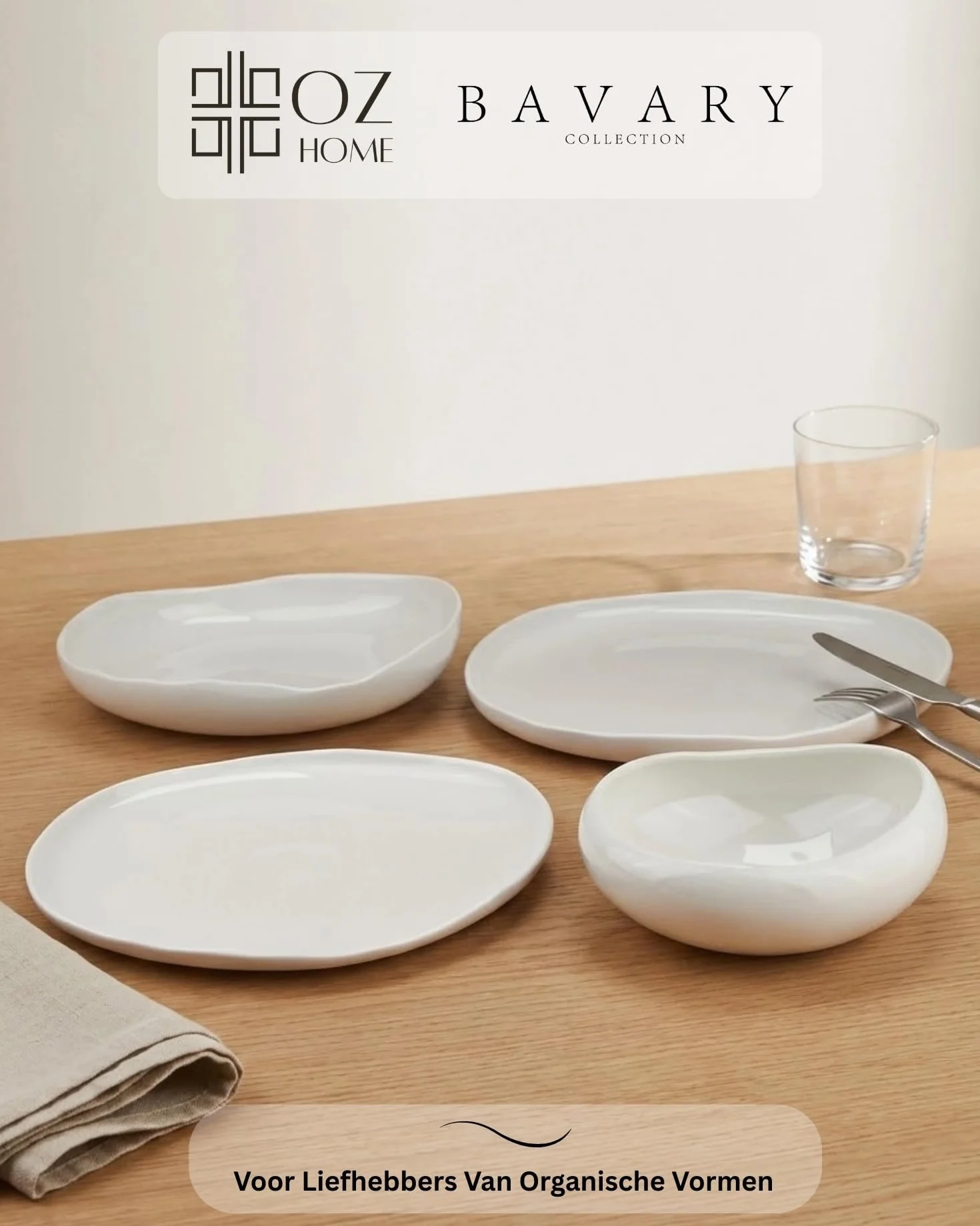 BAVARY Capital Vajilla de Porcelana 24 Piezas para 6 Personas – Vajilla Blanca de Estilo Escandinavo – Set de Platos y Cuencos para Cena, Brunch y Mesa Festiva – Apta para Lavavajillas y Microondas