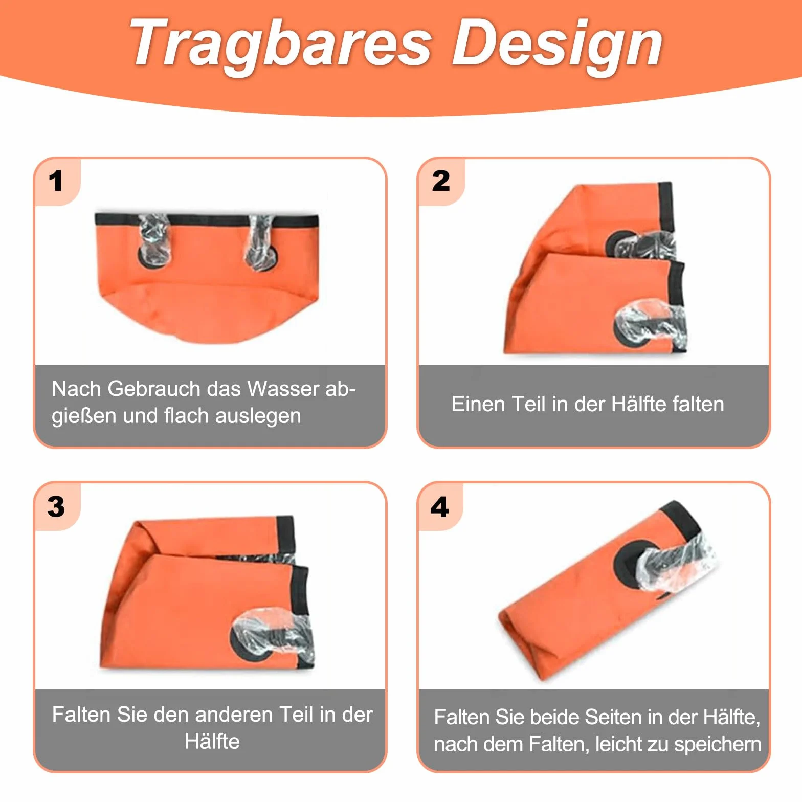 Cubo plegable ultraligero 20L para exterior camping pesca lavado coche naranja