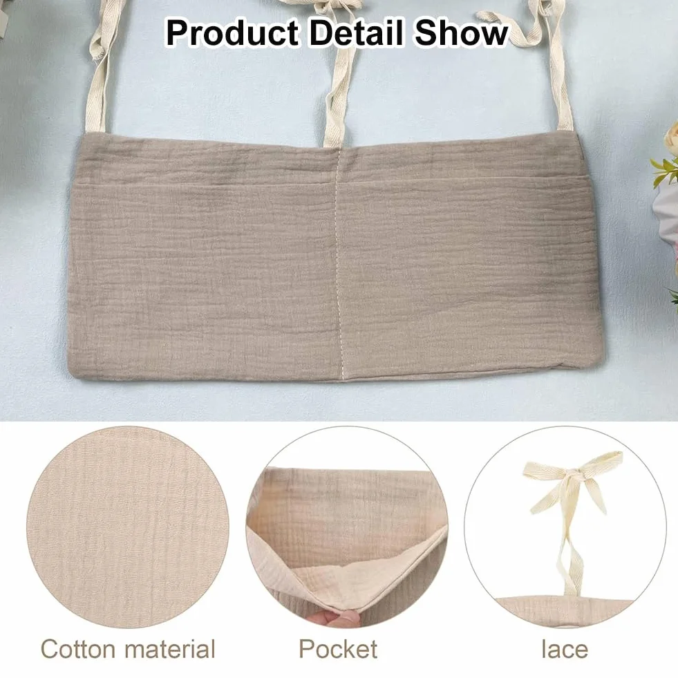 Organizador Colgante para Cama de Bebé, Bolso para Pañales y Accesorios (Beige)