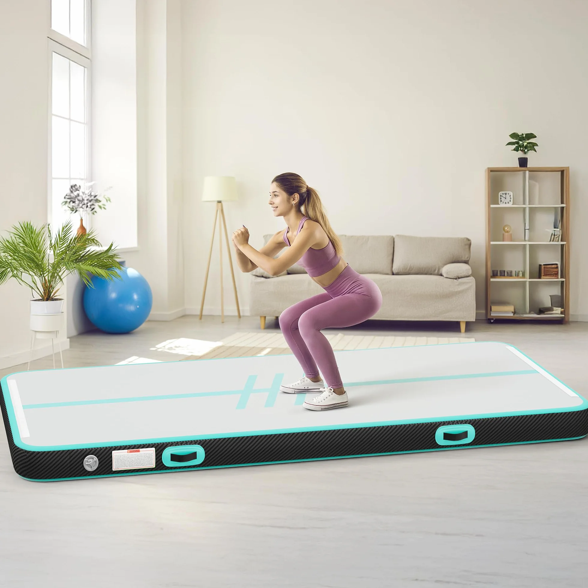 TAUS Esterilla hinchable 3 m/4 m con bomba eléctrica 10 cm para yoga fitness entrenamiento