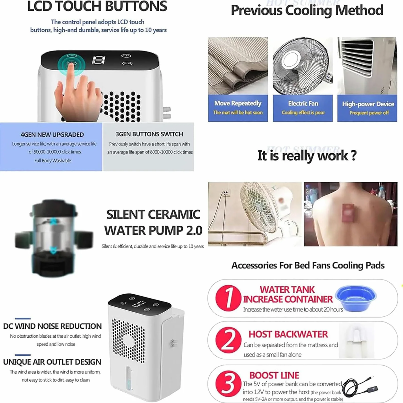 Enfriamiento De Cama Eléctrico, Almohadilla De Colchón Refrigerada por Agua con Pantalla Táctil LCD Y Función De Circulación De Agua Y Temporizador, Enfriador De Colchón Tamaño Individual 160 * 70cm