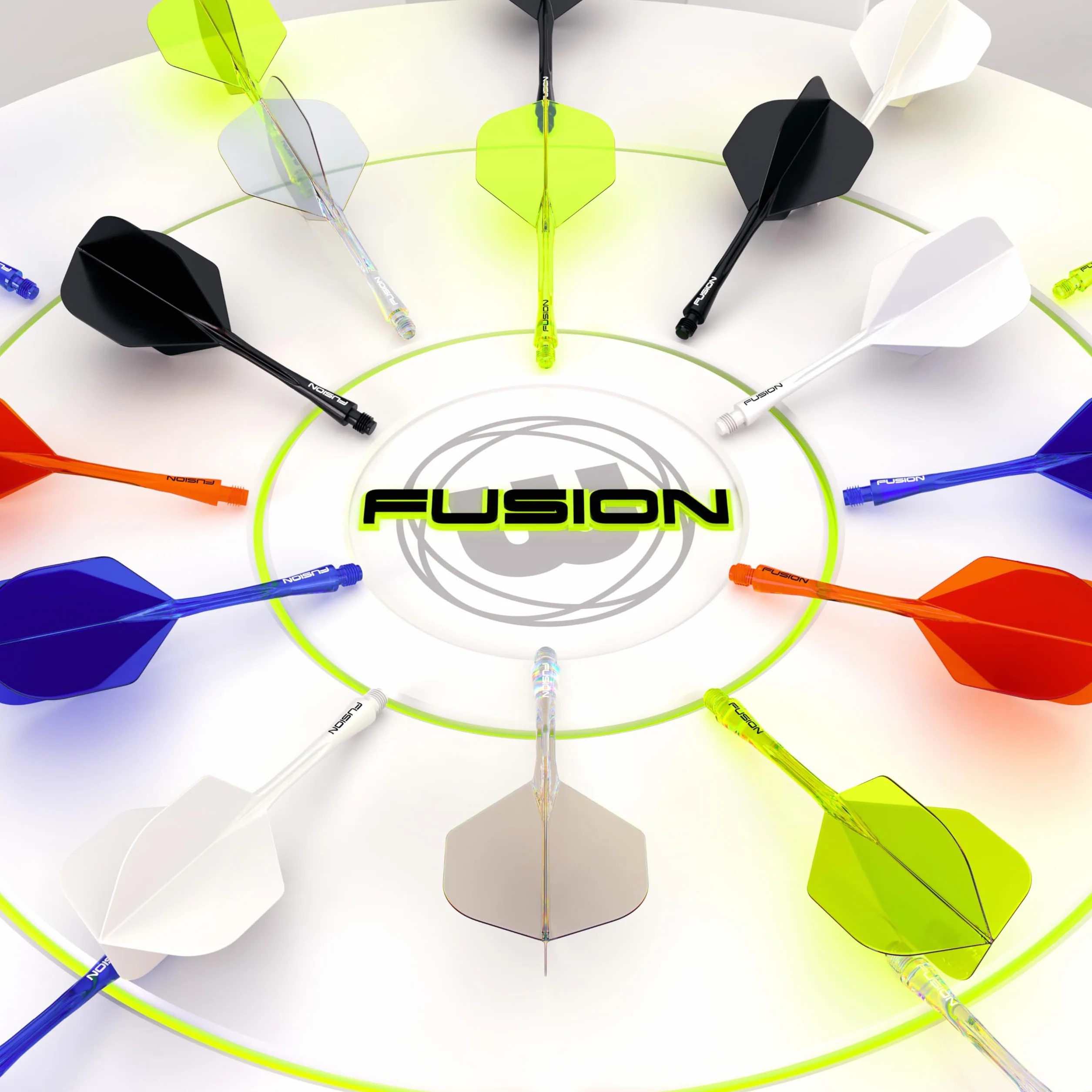 WINMAU Dardos Fusion Sistema Integrado de Vuelo y Eje - No.2 Forma y diseño - Negro, Longitud Intermedia