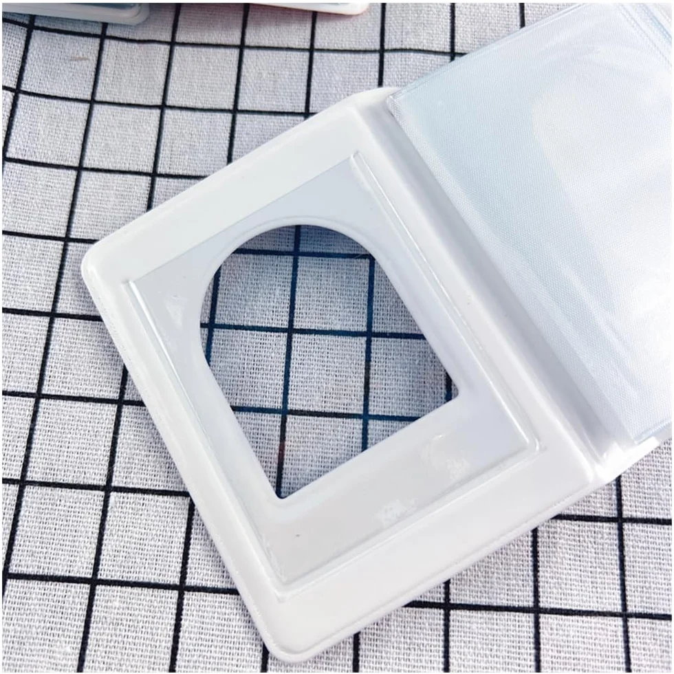 SURALIN 1 mini álbum de fotos con 40 bolsillos, soporte para tarjetas de fotos Kpop, soporte para tarjetas de fotos con corazón de amor hueco, carpeta Kpop, soporte para tarjetas de fotos (azul claro)