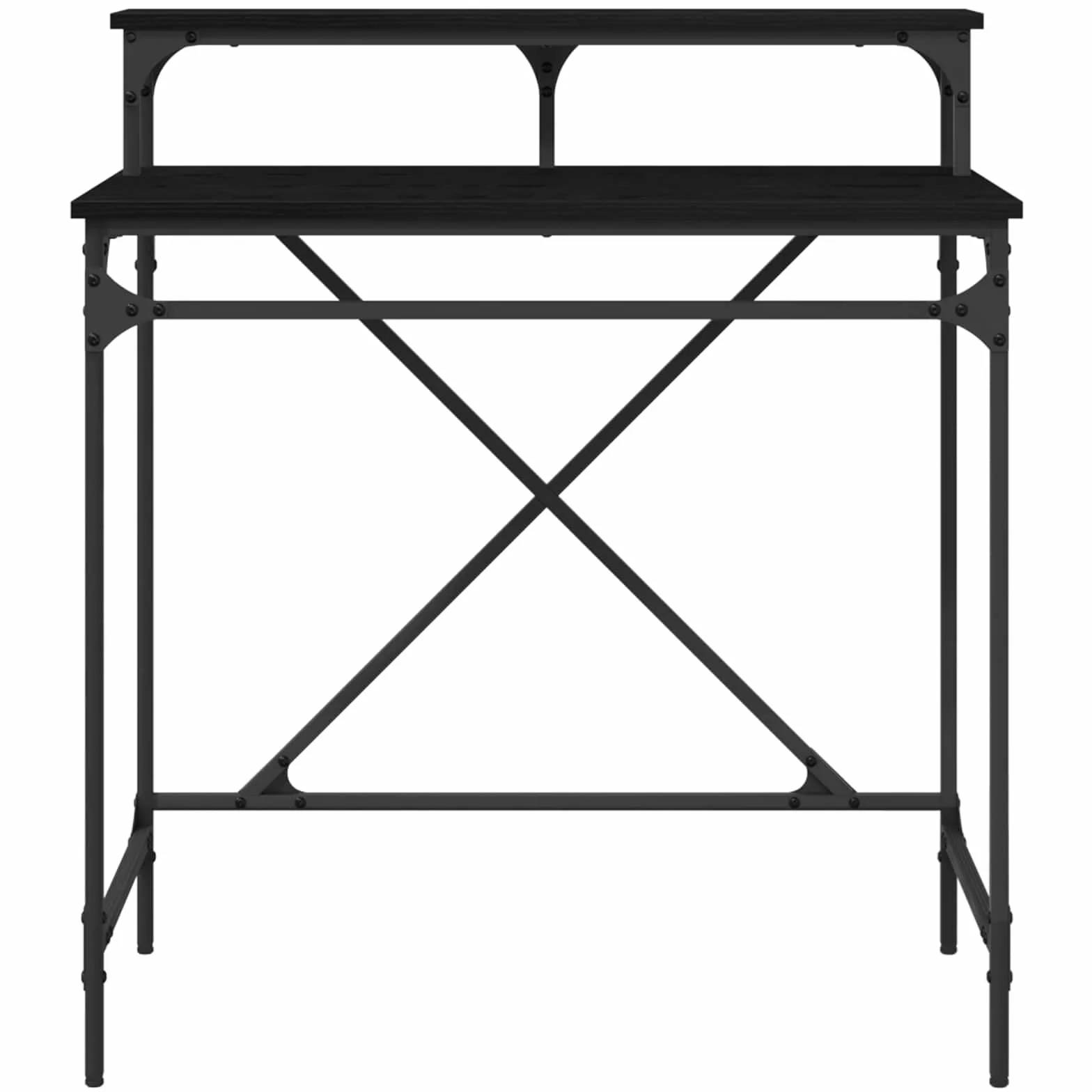 Escritorio de madera de roble negro, 80 x 50 x 90 cm, diseño industrial, con estante, resistente a las manchas, para oficina en casa, mesa de trabajo