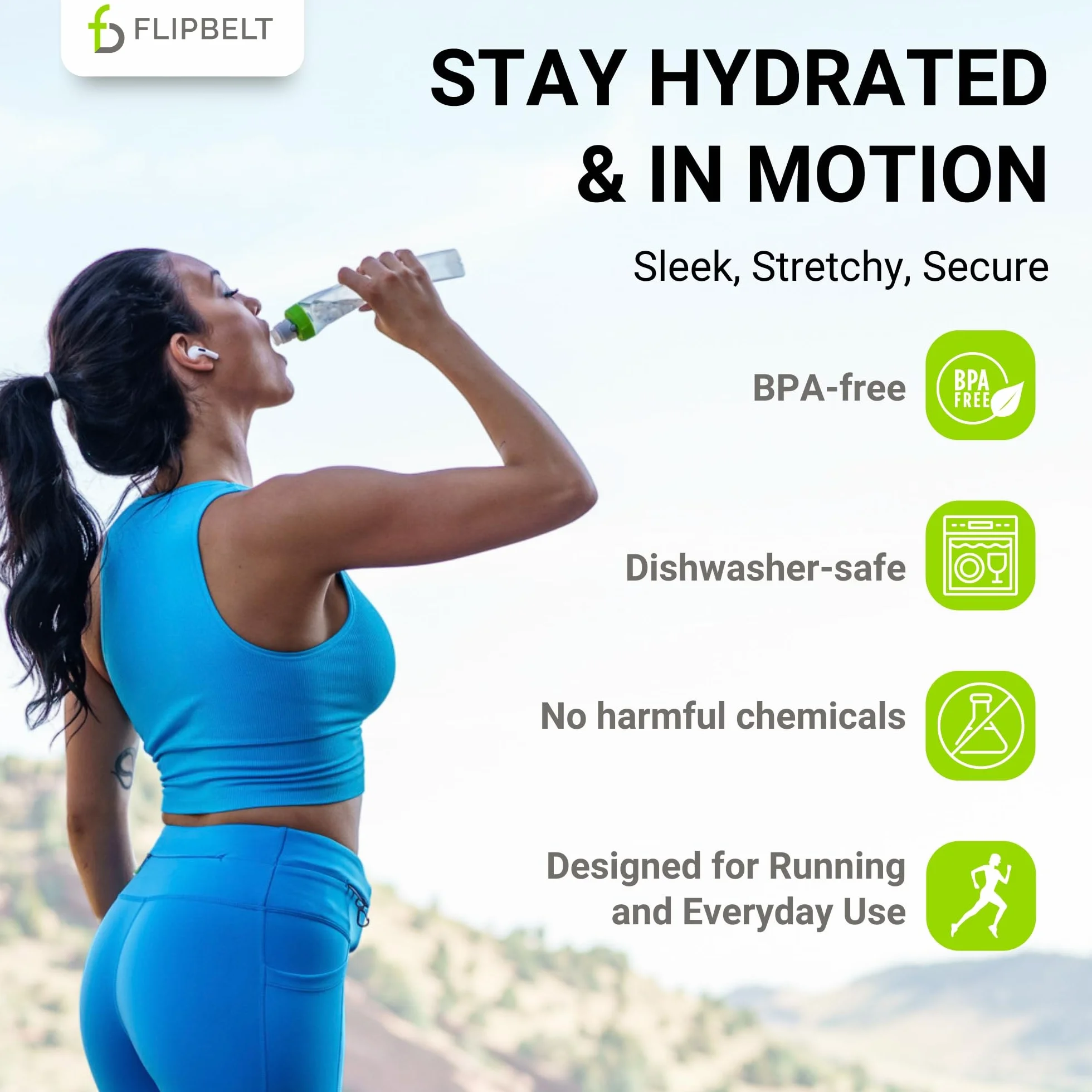 Flipbelt Arc Cinturón para correr con botella de hidratación curvada