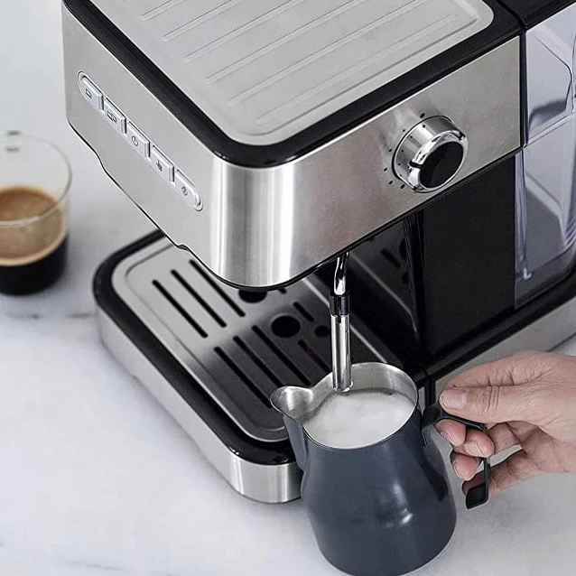 Suinga - Cafetera Expresso con 2 salidas de café y función de calentar/espumar la leche, apta para café molido y cápsulas