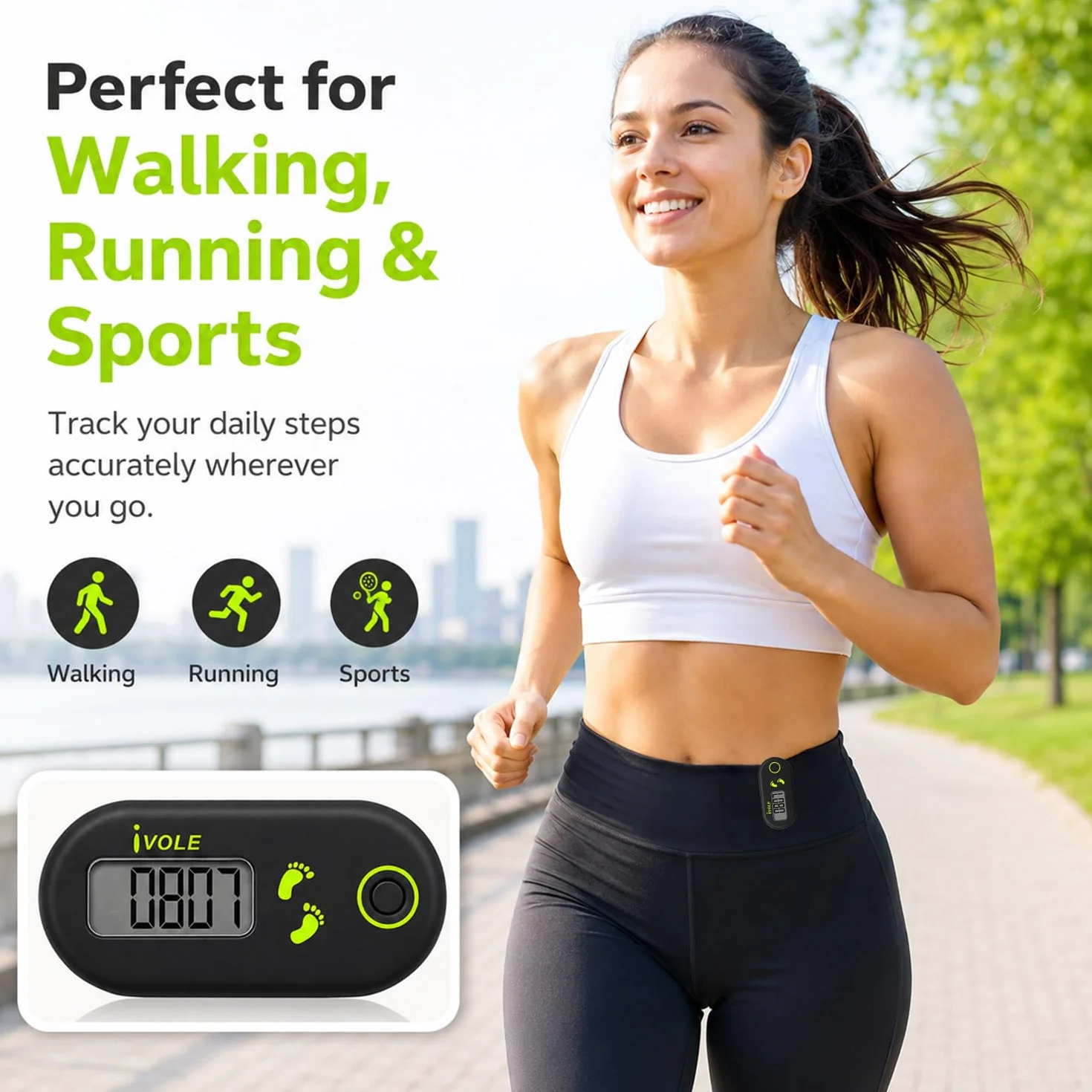 Podómetro de Pantalla Mini 3D para Caminar,Podómetro Clip,Mini podómetro electrónico portátil,Podómetro para Caminar,Podómetro Digital,Mini Podómetro para Caminar