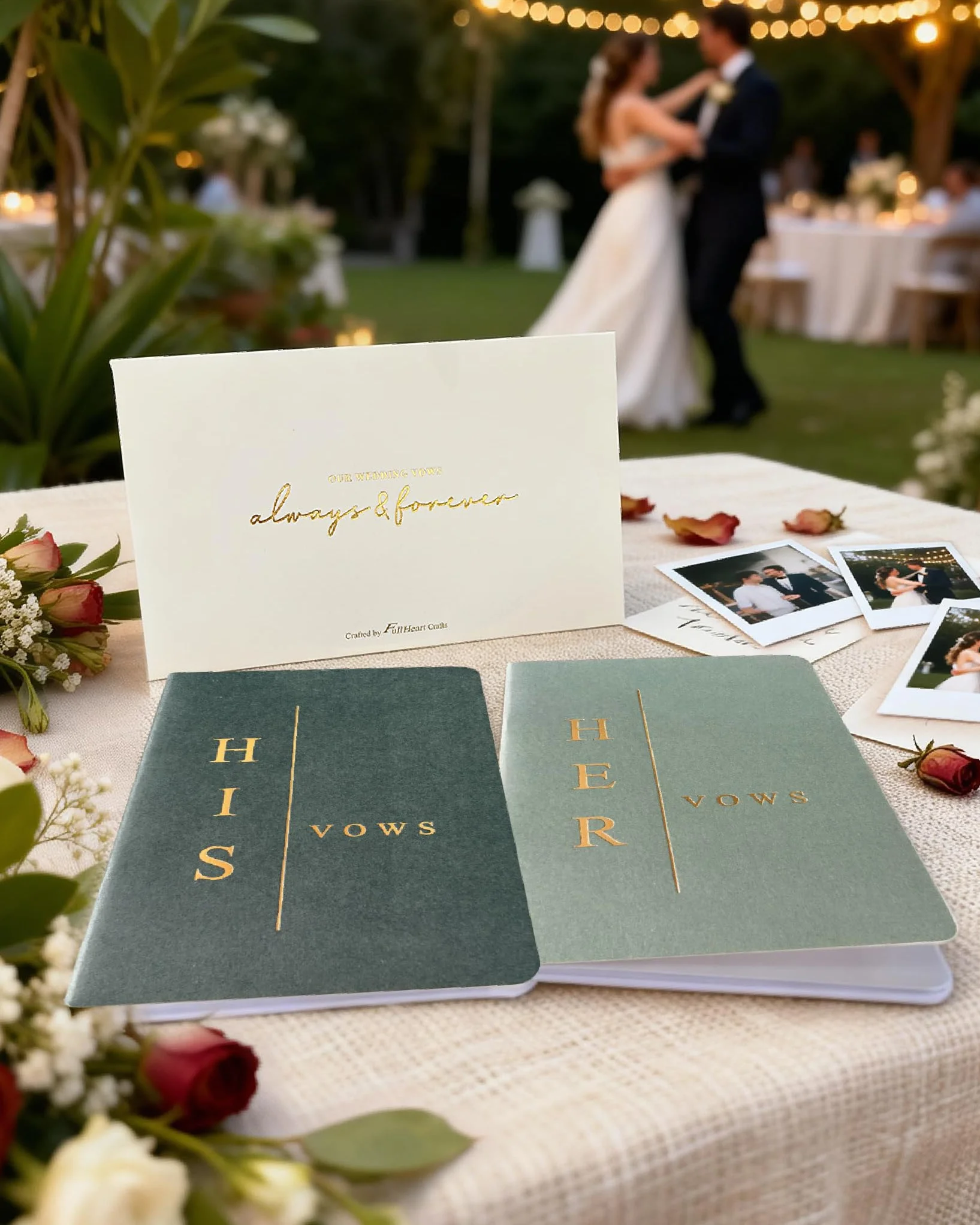 Libros de votos para él y para ella, libros de votos de boda para novia y novio, accesorios esenciales de boda (TR-HH-Sage)