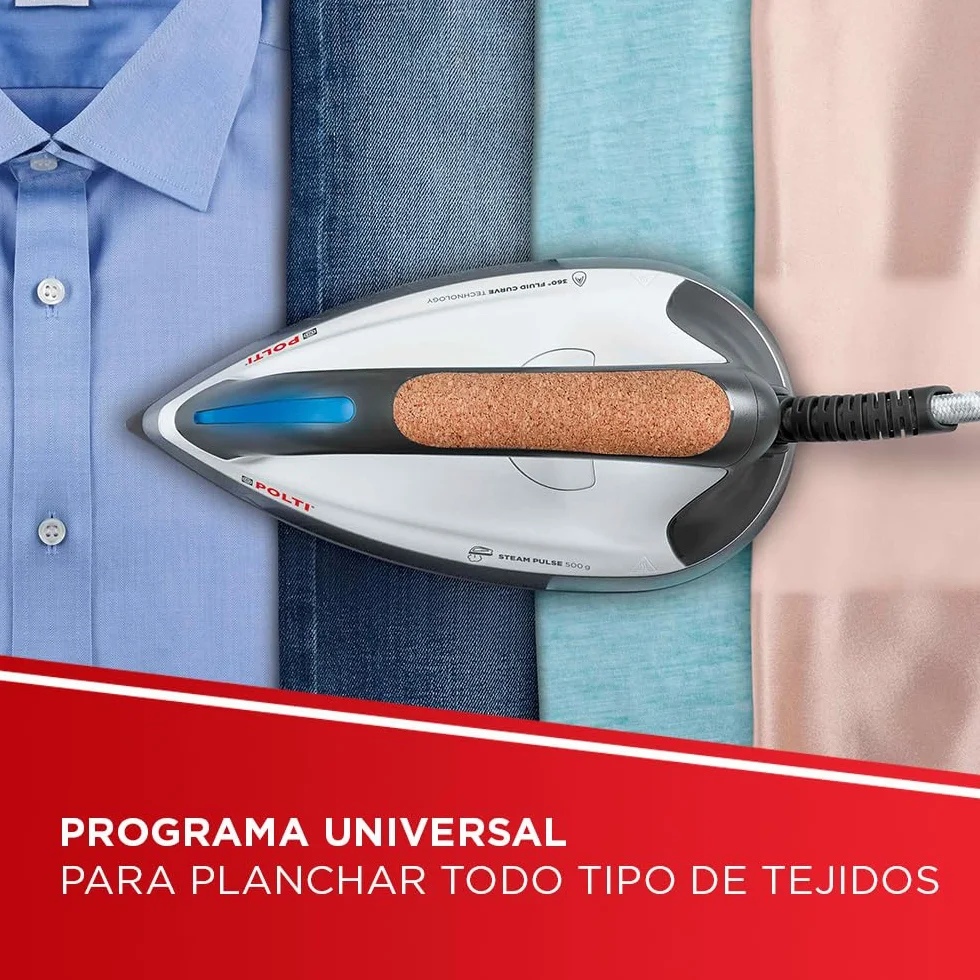Polti La Vaporella XT100C, Plancha de Vapor con Caldera, 7,5 Bar de Presión, Autonomía Ilimitada, 1,4 L de Capacidad, Potencia 2350 W, Pulso de Vapor 500g, Blanco y Turquesa