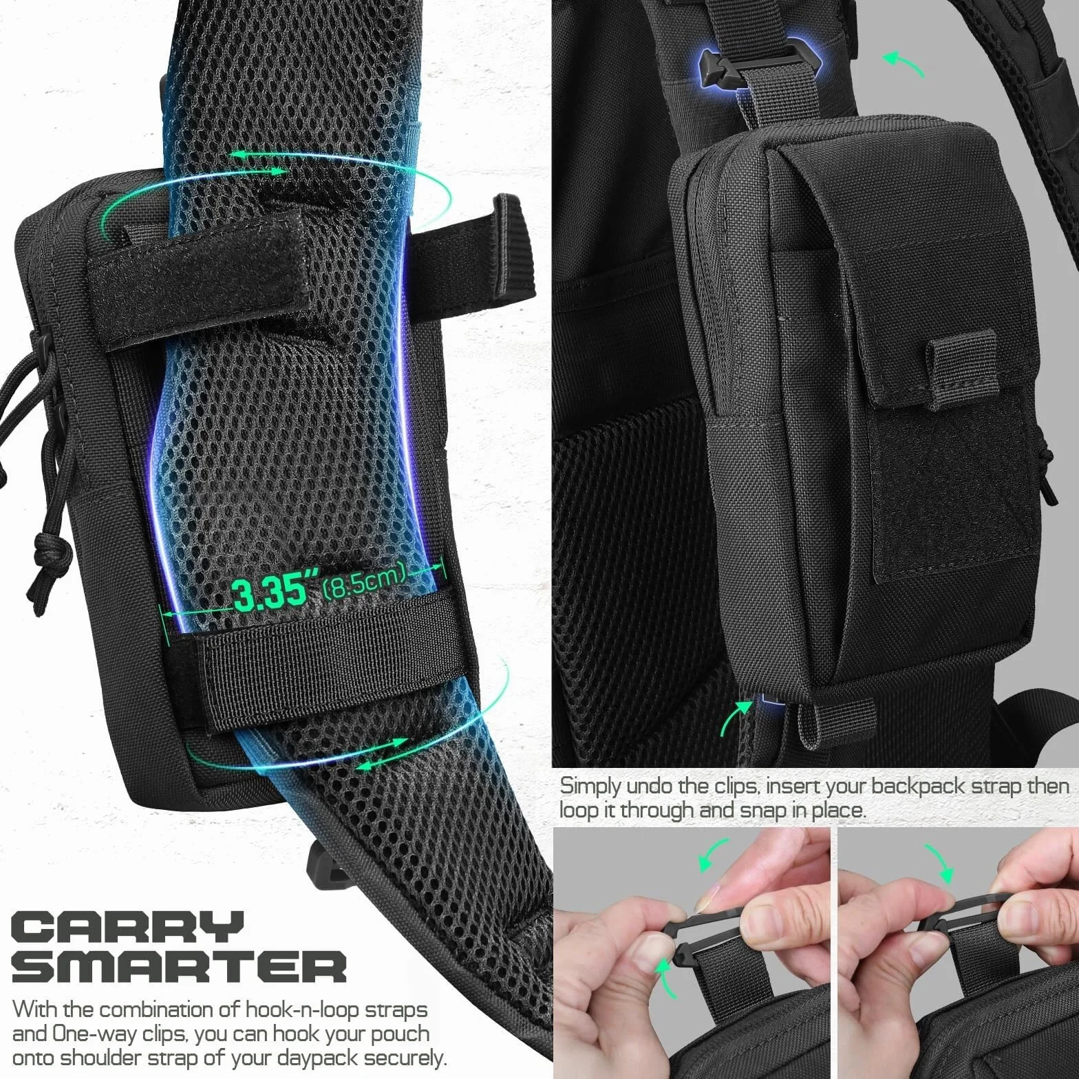 Molle Funda para Esposas con Mochila Táctica Bolsa Accesorios Cinturón Trabajo Asp Bisagras