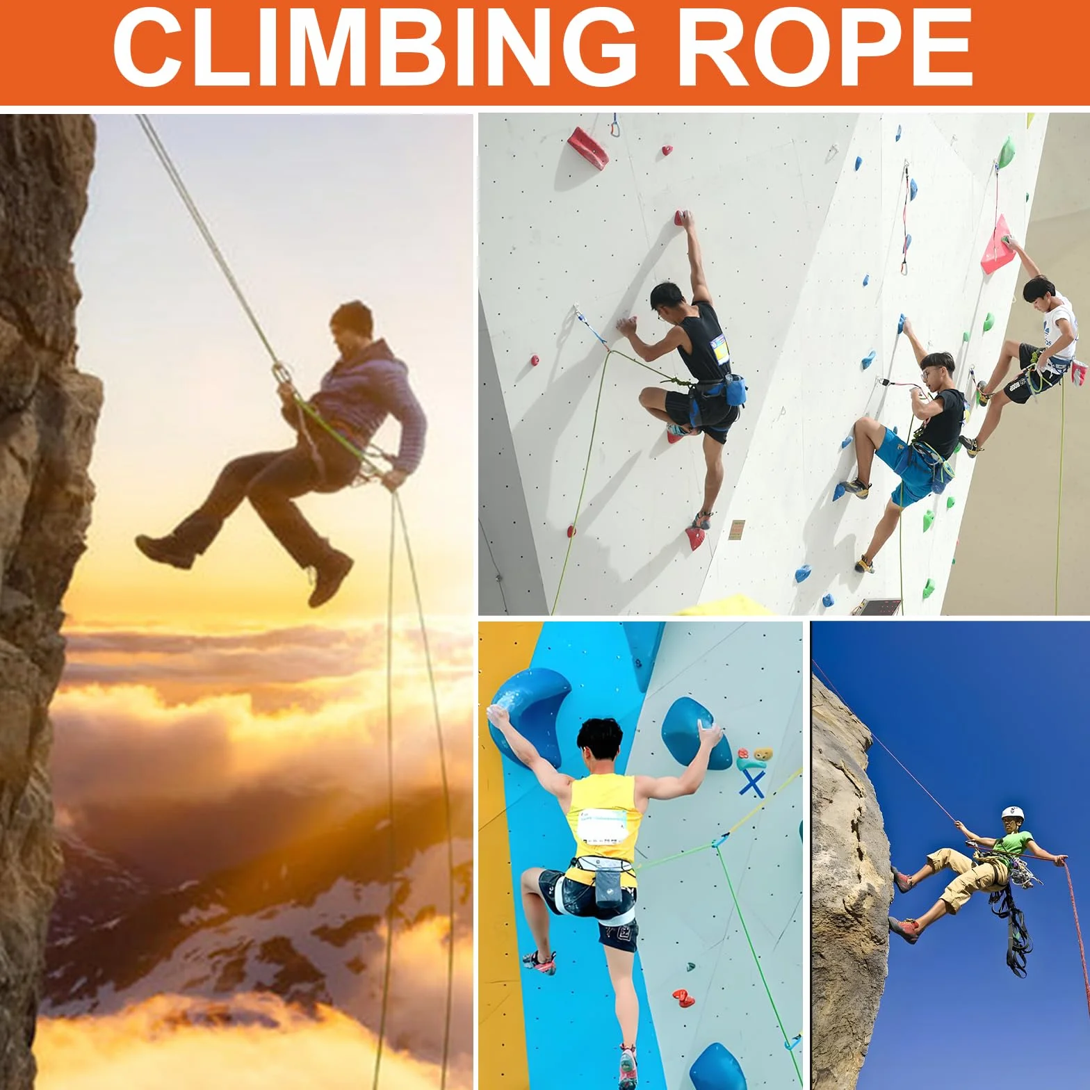 Cuerda de Escalada 10mm Estática 60m Rescate Alta Altitud Naranja