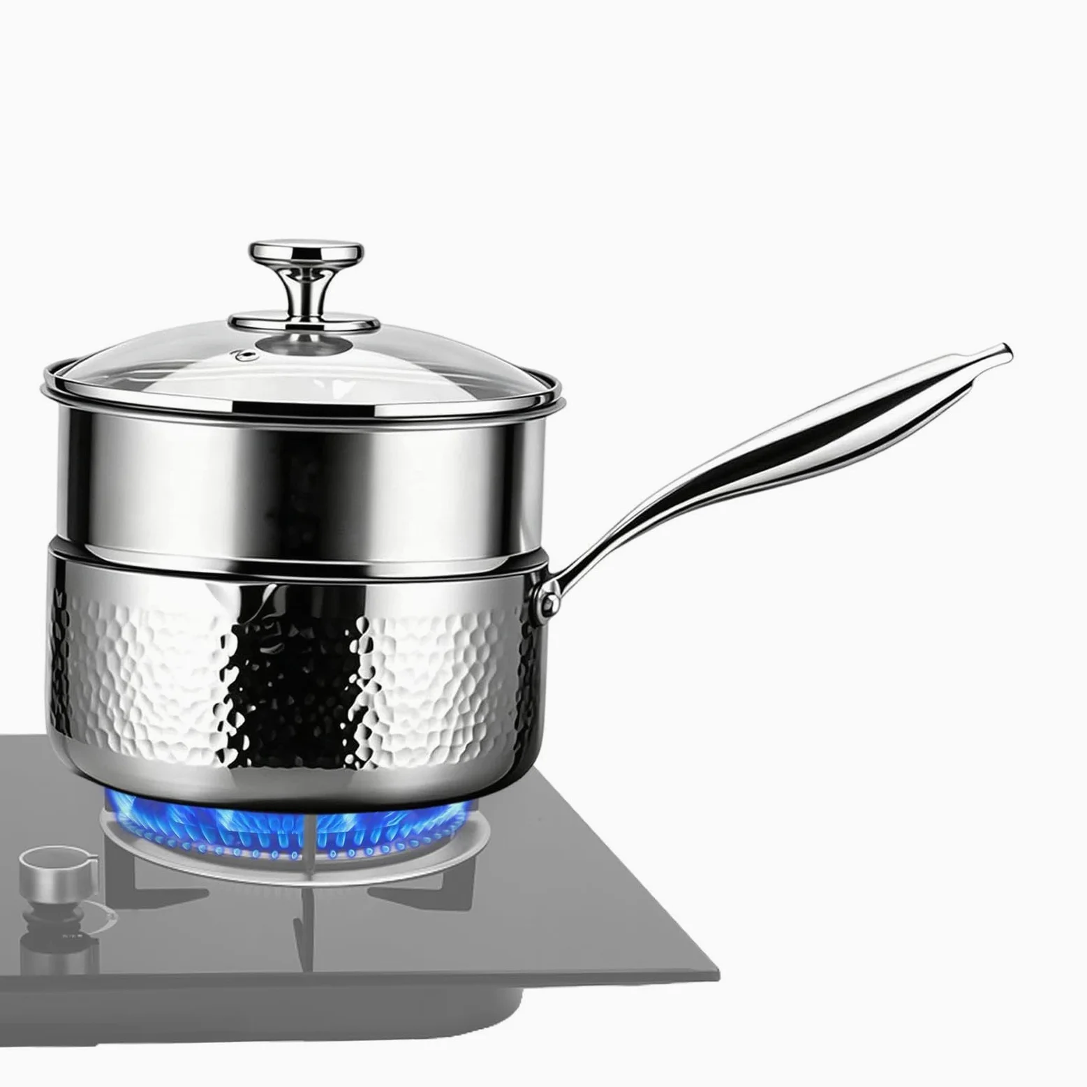 Cacerola Con Tapa Acero Inoxidable Multiusos De Pico Vertedor | Olla Para Cocinar Con Vaporera Para hogar, cocina y comedor, cocinar, freír, cocción lenta, hervir, sopas y salsas