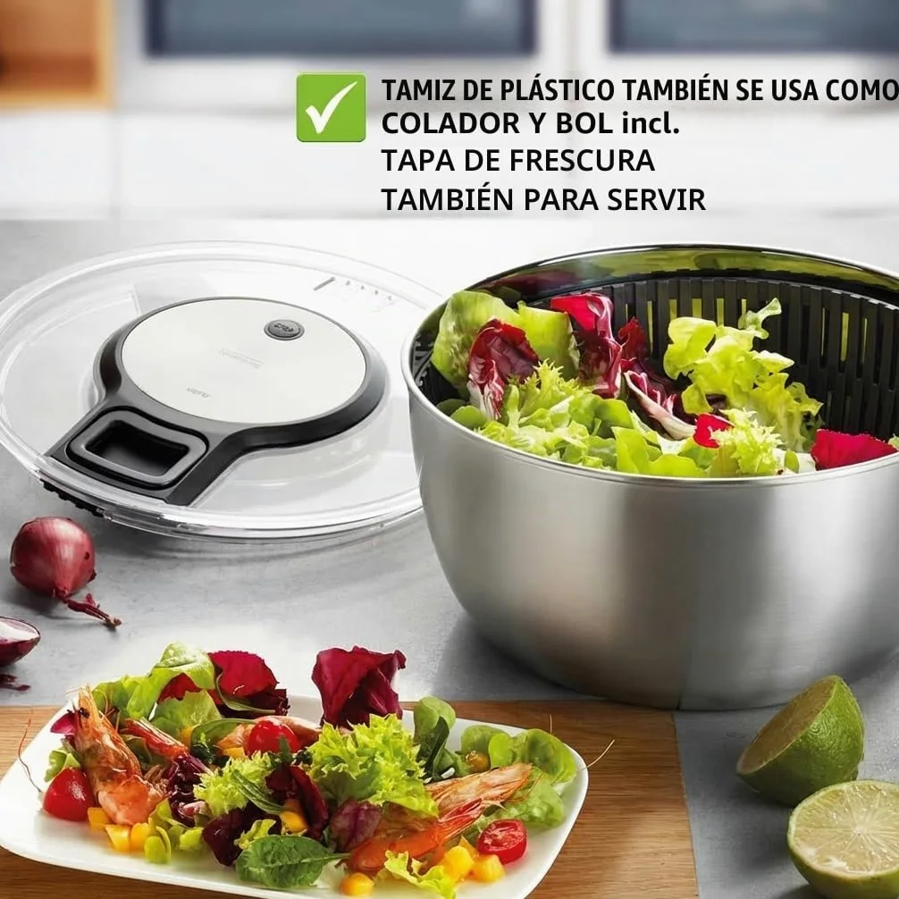 Gefu Speed Wing 28160 - Centrifugadora de ensalada en recipiente de acero inoxidable