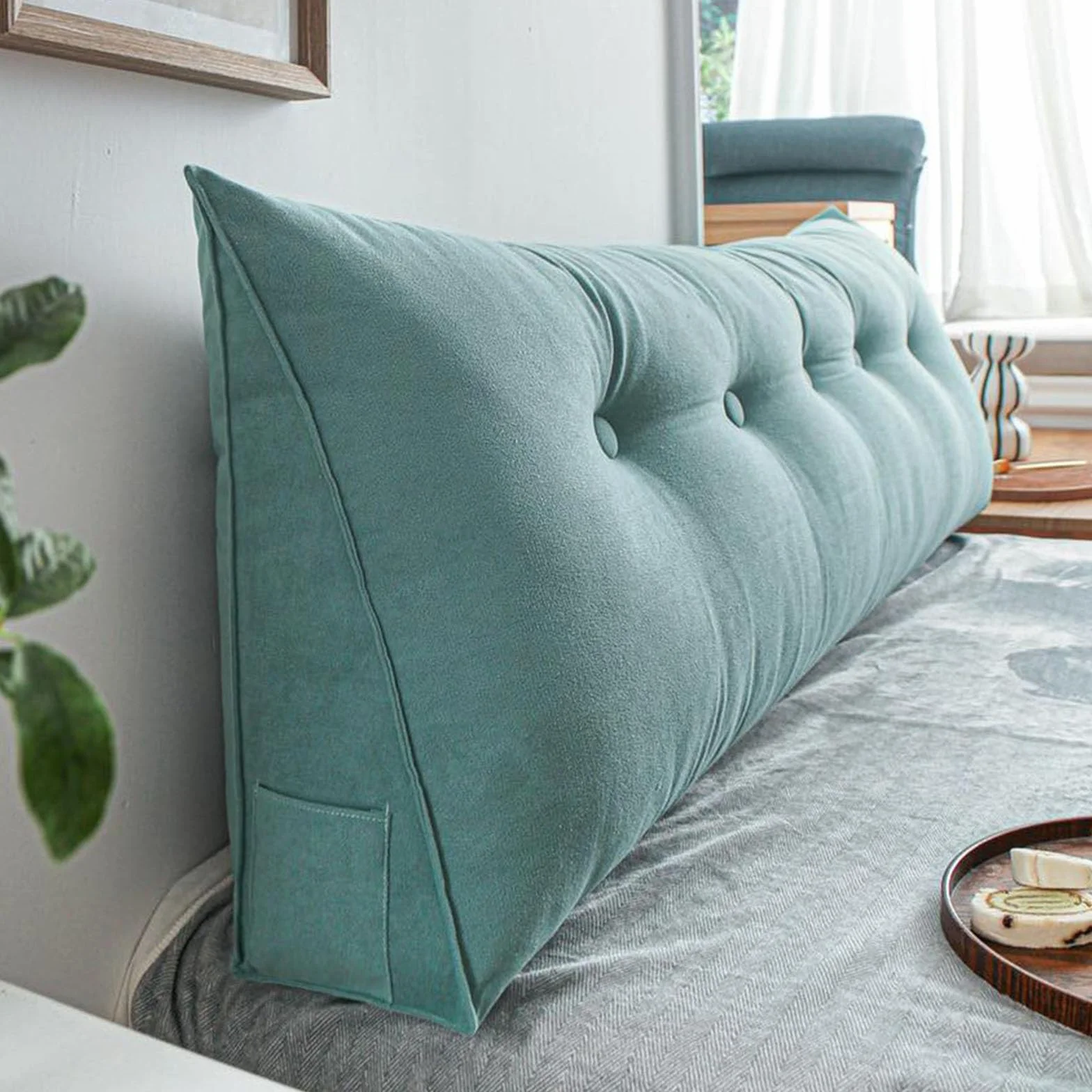 LXURY Almohada Triangular Transpirable Grande Cojín De Posicionamiento Retirable Almohada De Apoyo De Posicionamiento Cojín De Lectura con Soporte para La Espalda del Sofá,D,150cmx50cmx20cm
