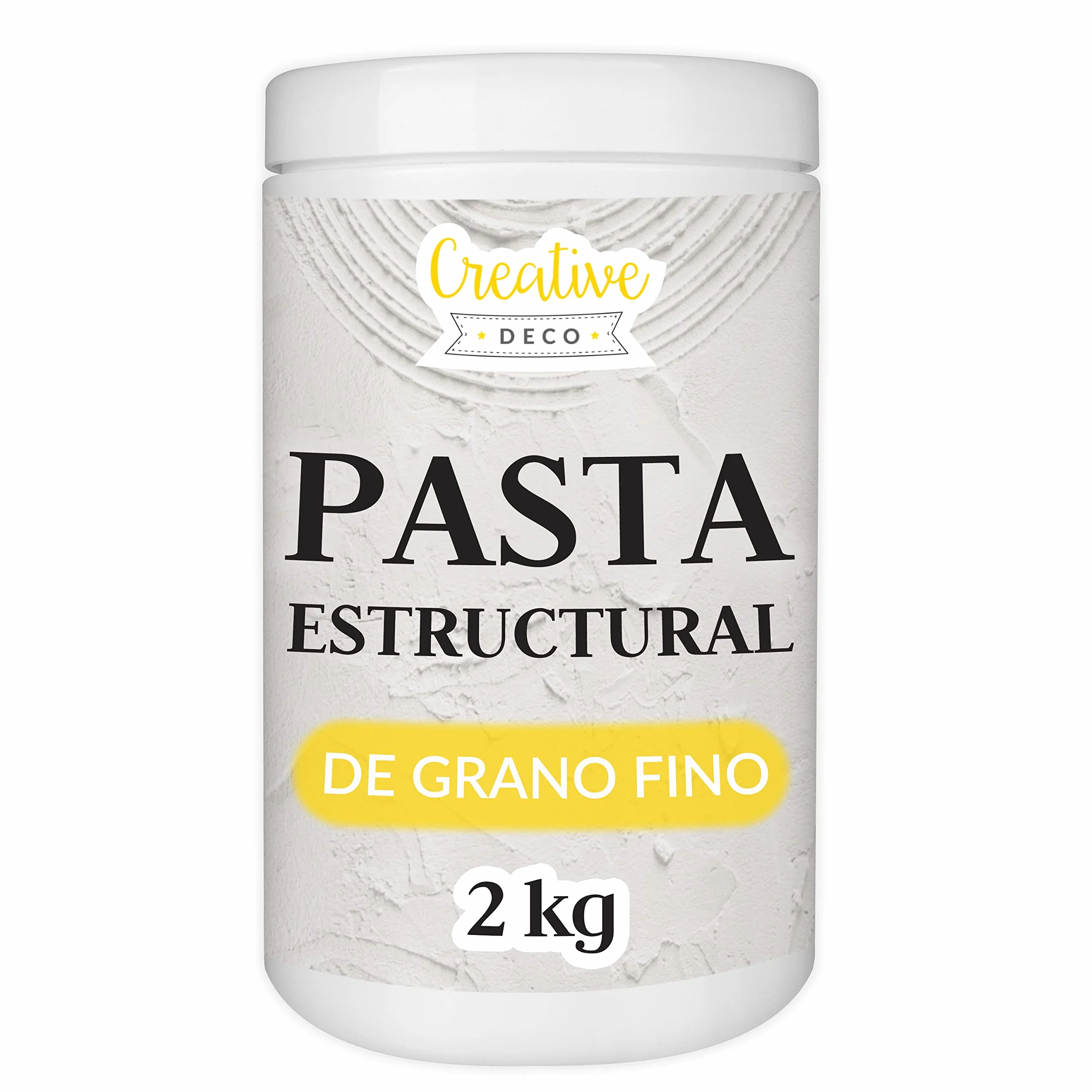 Creative Deco Pasta Estructural de Grano Fino 2 kg | Pasta Blanca para Proyectos Artísticos para Pintura Acrílica | Fácil de Usar con Espátula para Crear Efectos 3D, Estructuras, Texturas