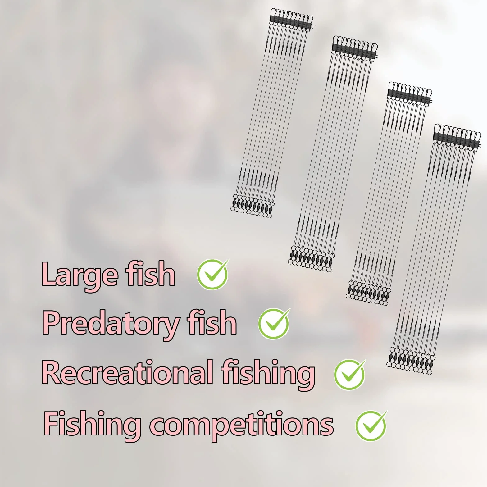 ZoeTekway 40 Piezas Líderes de Pesca Acero Inoxidable Antimordidas Antibobinado con Giratorios Agua Salada Dulce Accesorios