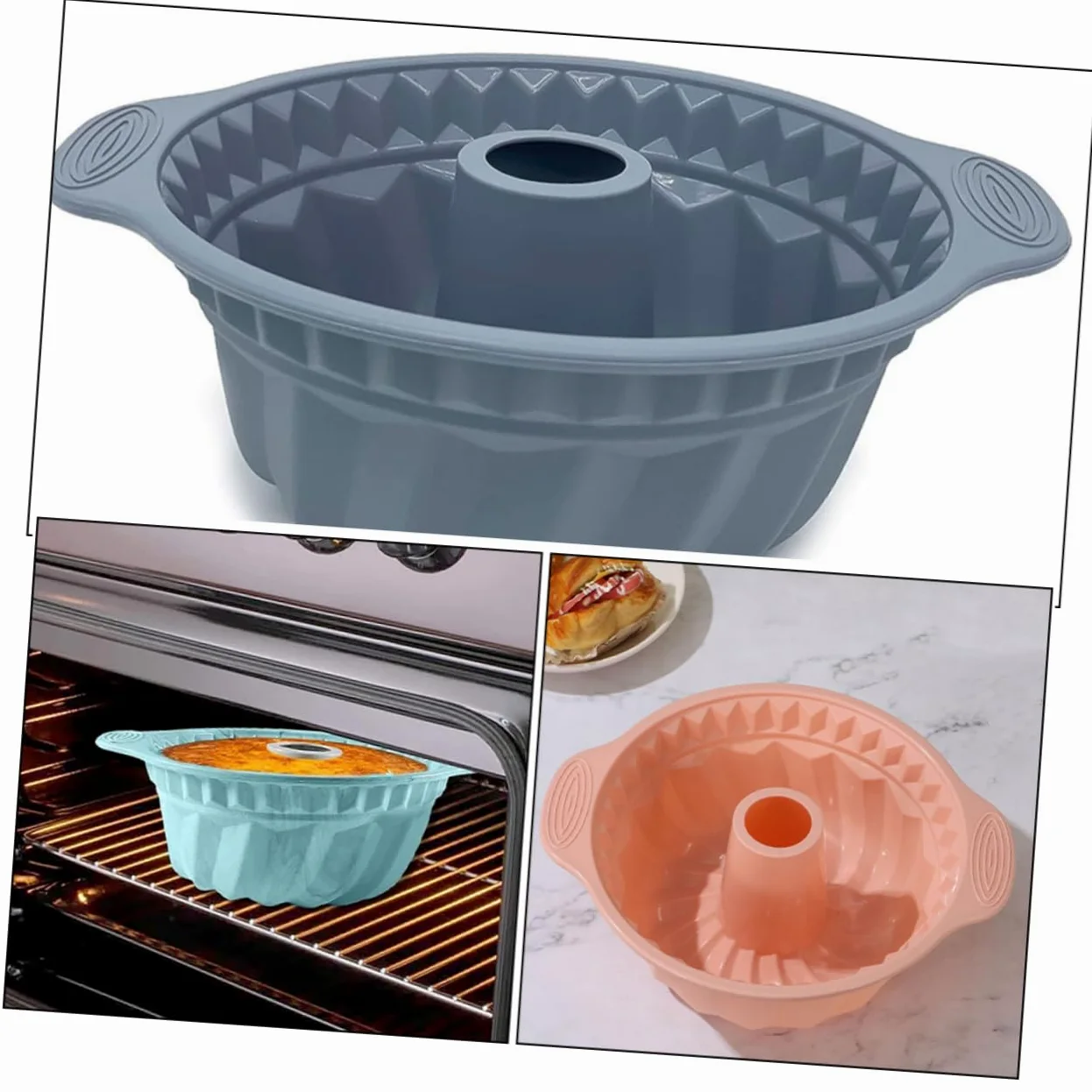 Mobestech 3piezas Molde Redondo De Silicona para Pasteles Antiadherente para Hornear Mousse De Herramientas para Hornear Pastel Casa Molde De Tubo Acanalado para Bizcochos