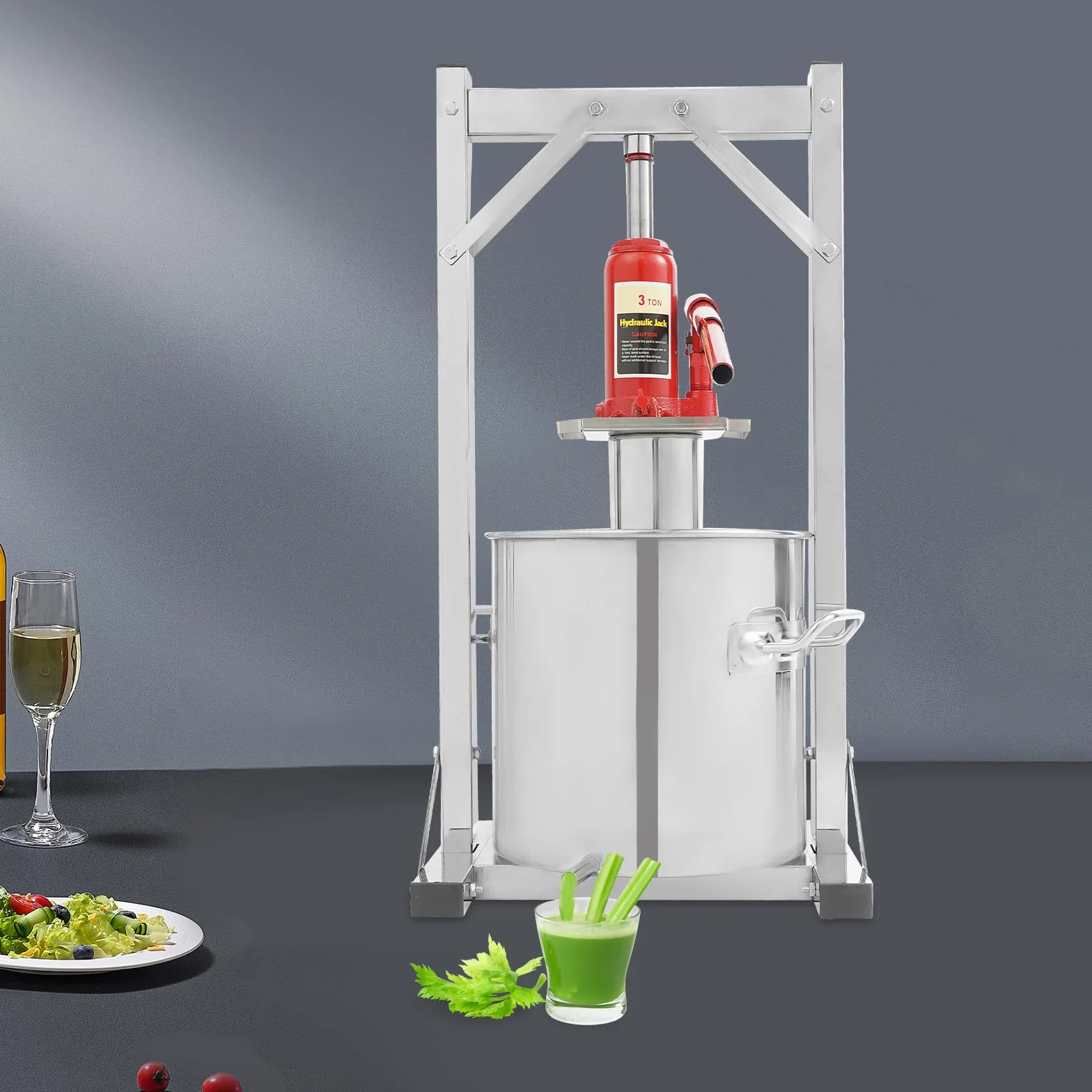 Prensa de frutas de acero inoxidable de 12 litros, prensa de frutas, bayas, exprimidor de verduras, exprimidor con ayuda hidráulica para prensar vino de arroz, miel, verduras, vino