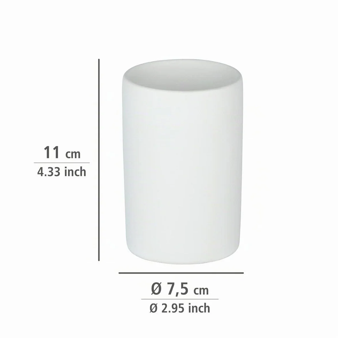 WENKO Vaso higiene dental Polaris blanco mate cerámica - Soporte para cepillos de dientes, para cepillos y pasta de dientes, Cerámica, 7 x 11 x 7 cm, Blanco